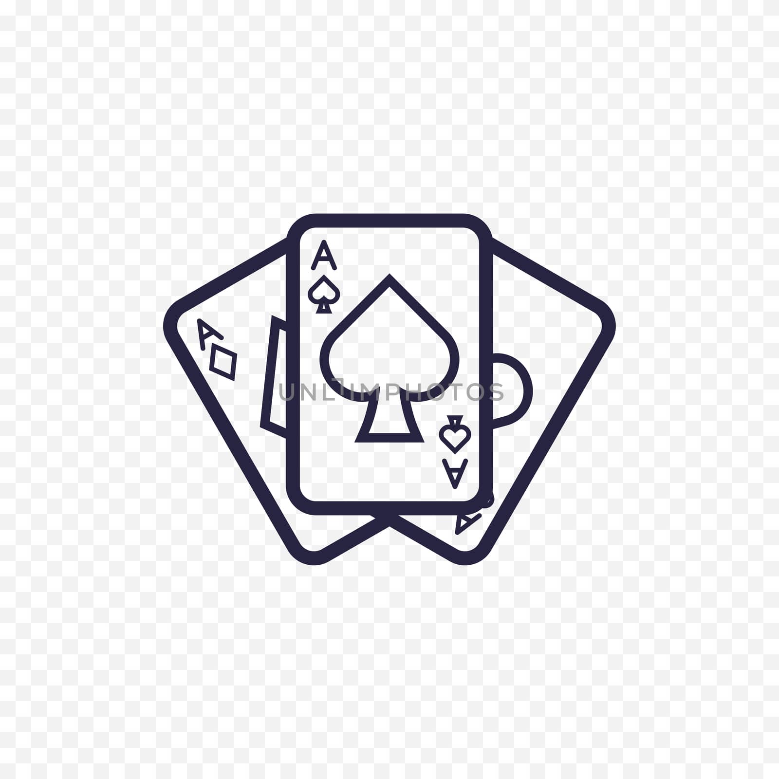 Playing card icon casino game. Ace poker cards thin linear signs. Outline concept for websites, infographic, mobile applications. by Elena_Garder