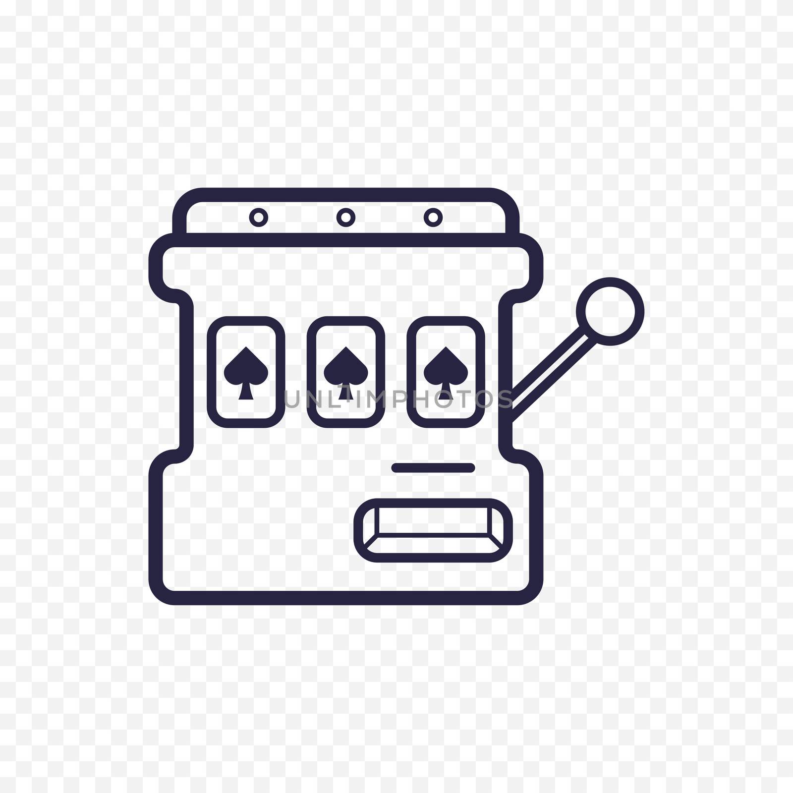 Slot mashine simple line icon. One arm bandit thin linear signs. Outline casino game simple concept for websites, infographic, mobile applications. by Elena_Garder