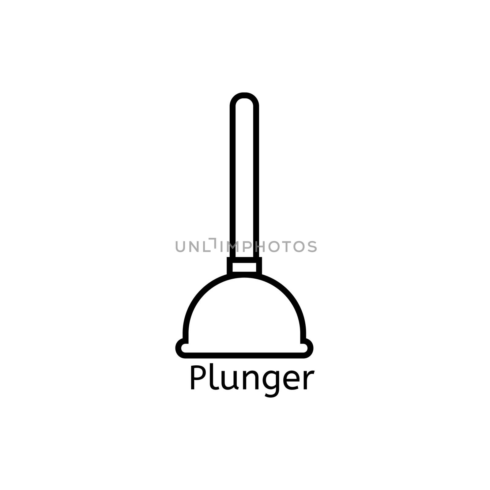 Toilet plunger simple line icon. Plumber equipment thin linear signs. Bathroom cleaning simple concept for websites, infographic, mobile app