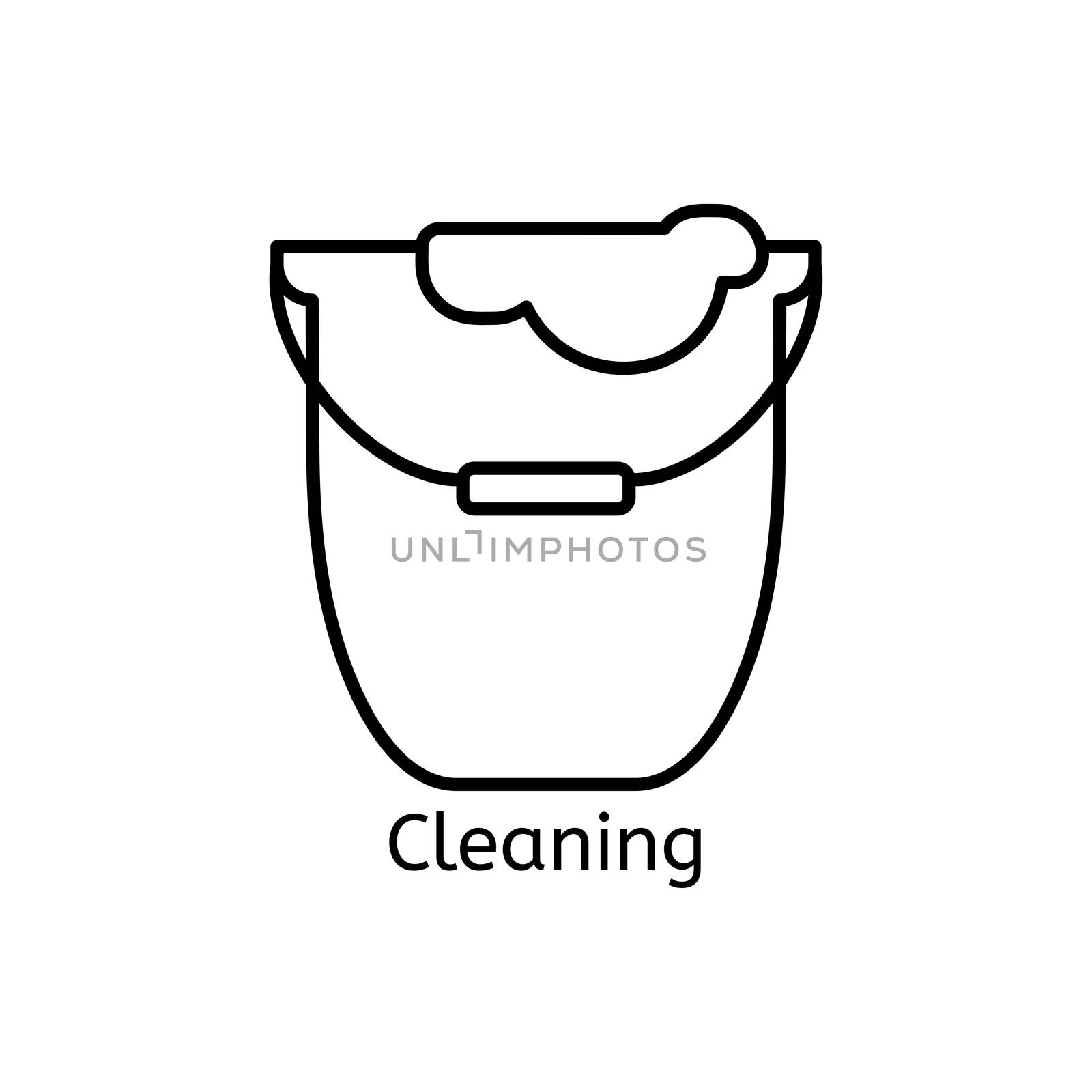 Cleaning simple line icon. Wash thin linear signs. Washing floors simple concept for websites, infographic, mobile applications. by Elena_Garder