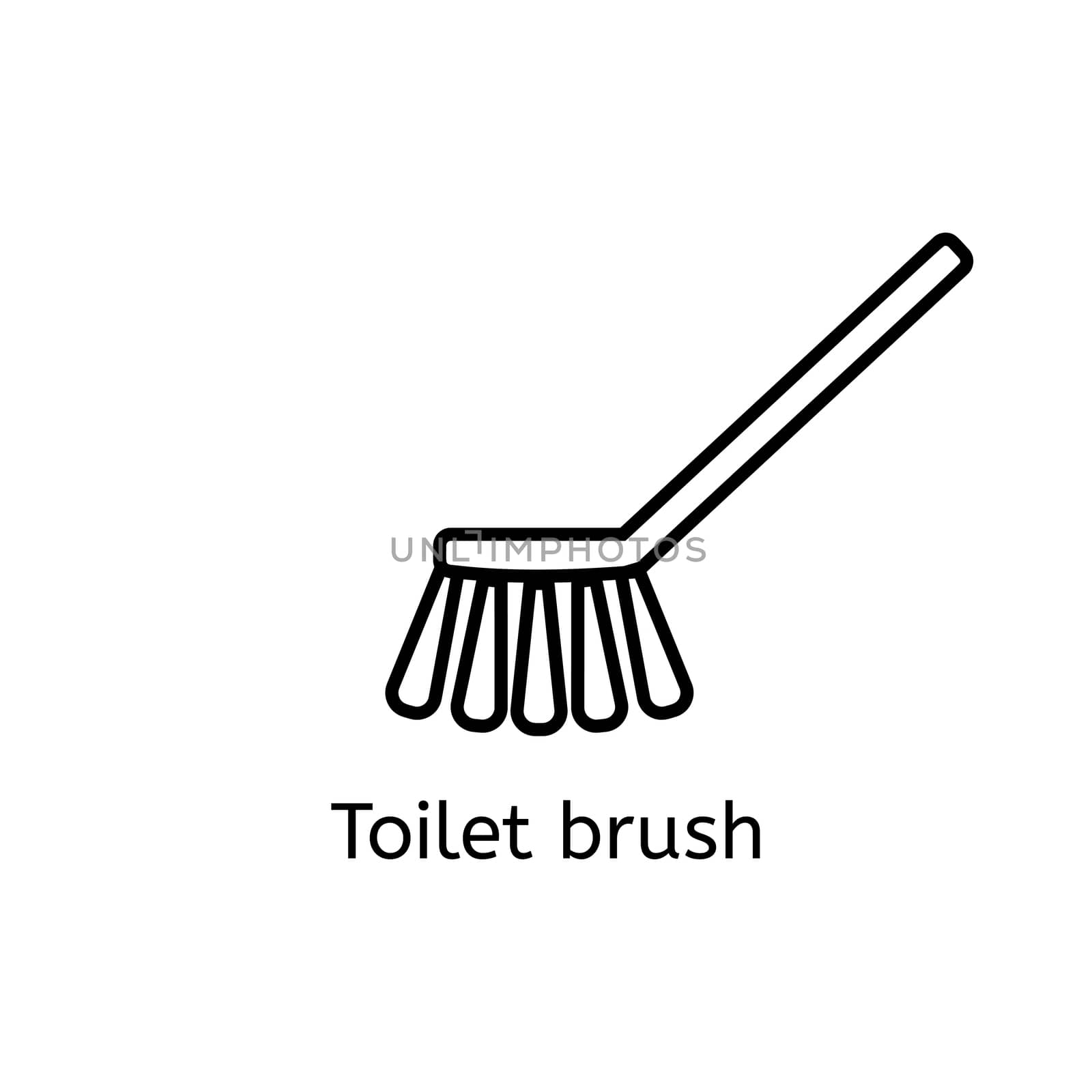 Toilet brush simple line icon. Washing brush thin linear signs. Bathroom cleaning simple concept for websites, infographic, mobile applications. by Elena_Garder