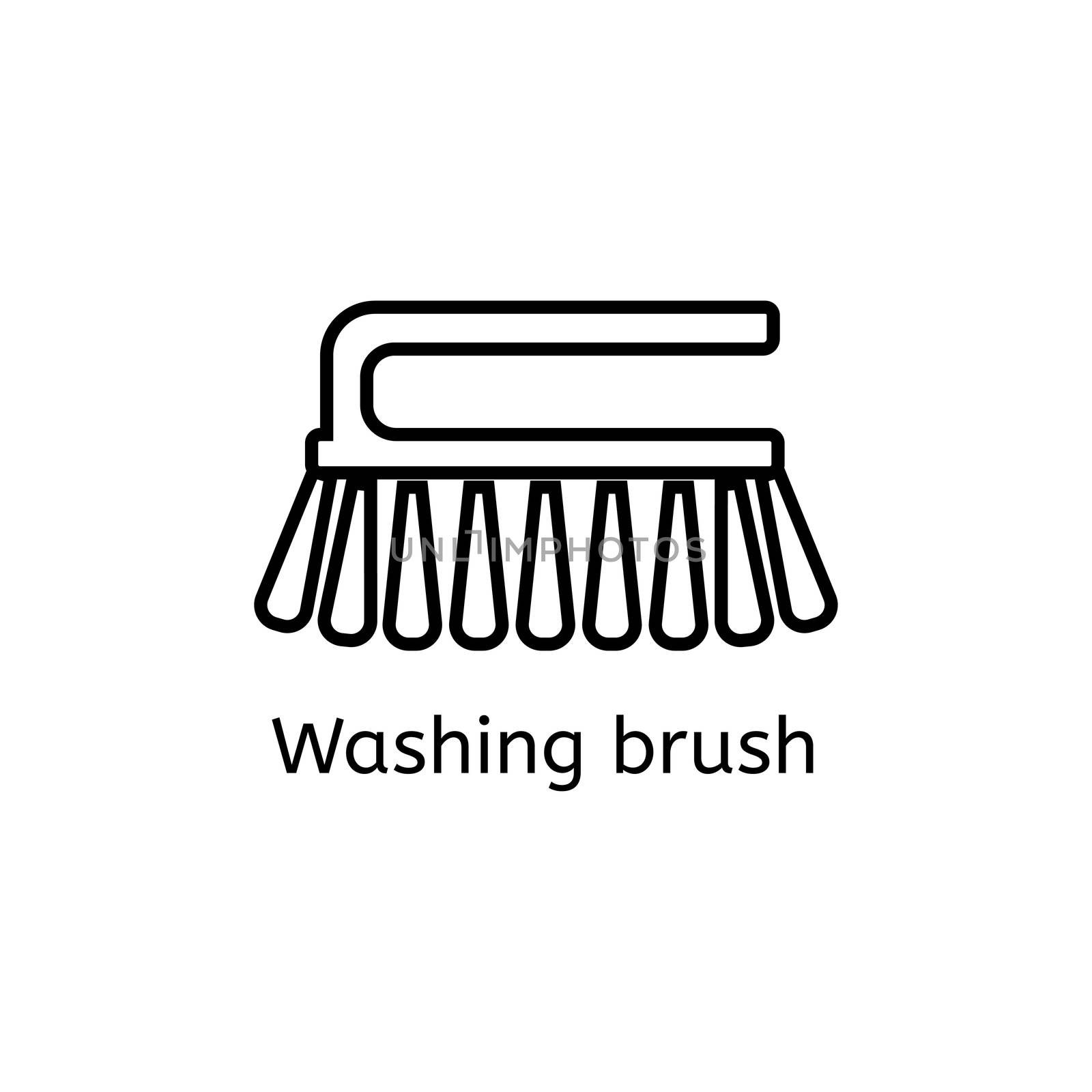 Cleaning brush simple line icon. Washing brush thin linear signs. Toilet cleaning simple concept for websites, infographic, mobile applications. by Elena_Garder