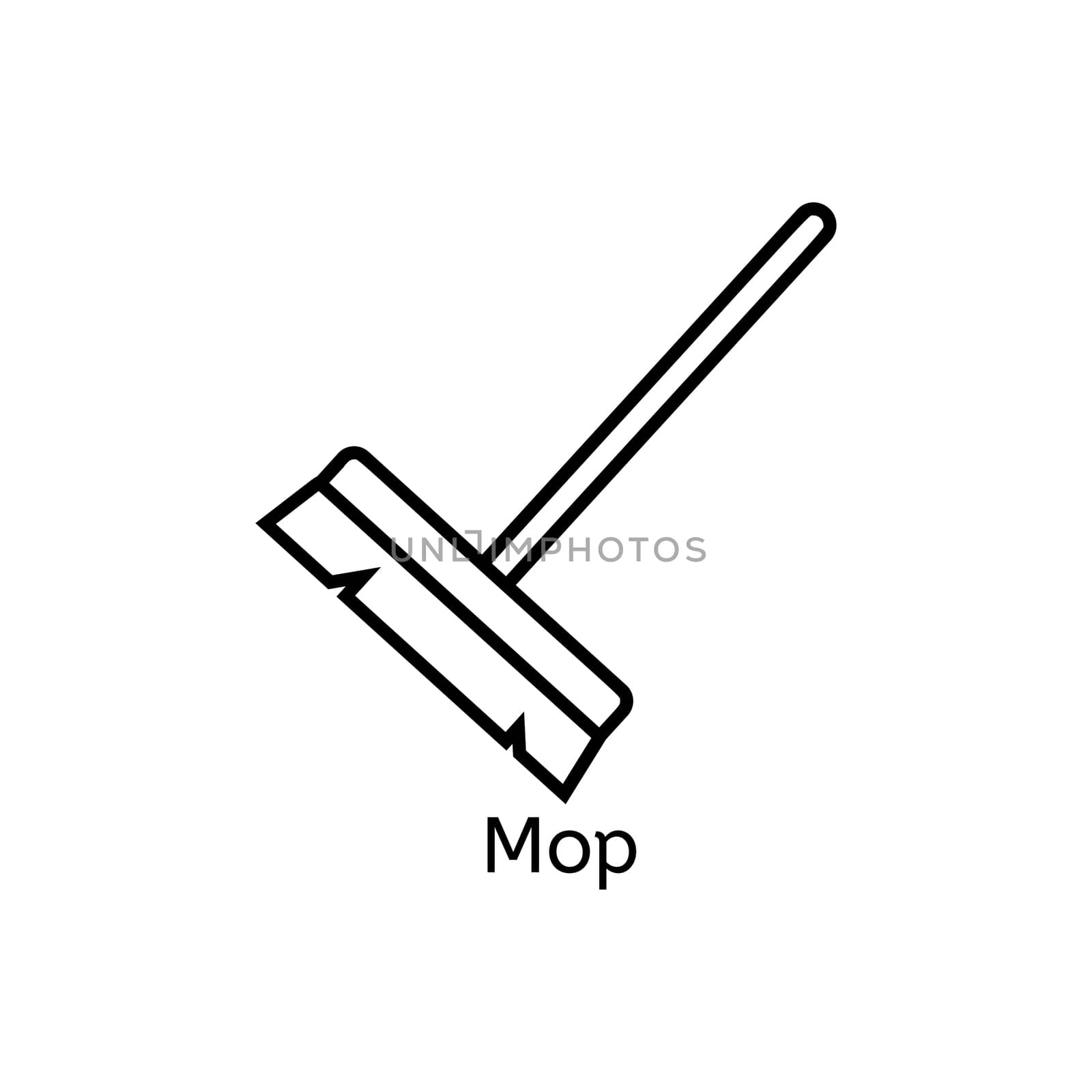 Mop simple line icon. Floor cleaning thin linear signs. Cleaning simple concept for websites, infographic, mobile applications. by Elena_Garder