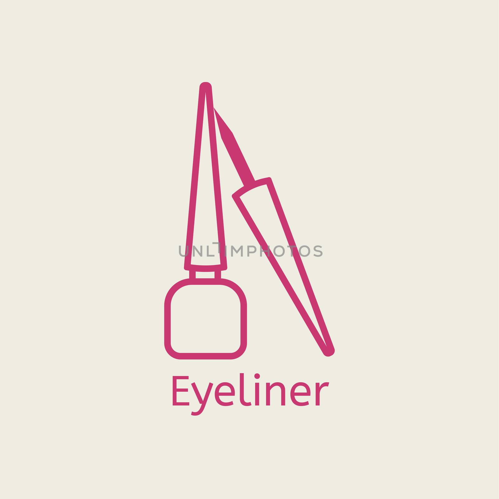  cosmetic eyeliner thin line icon. by Elena_Garder