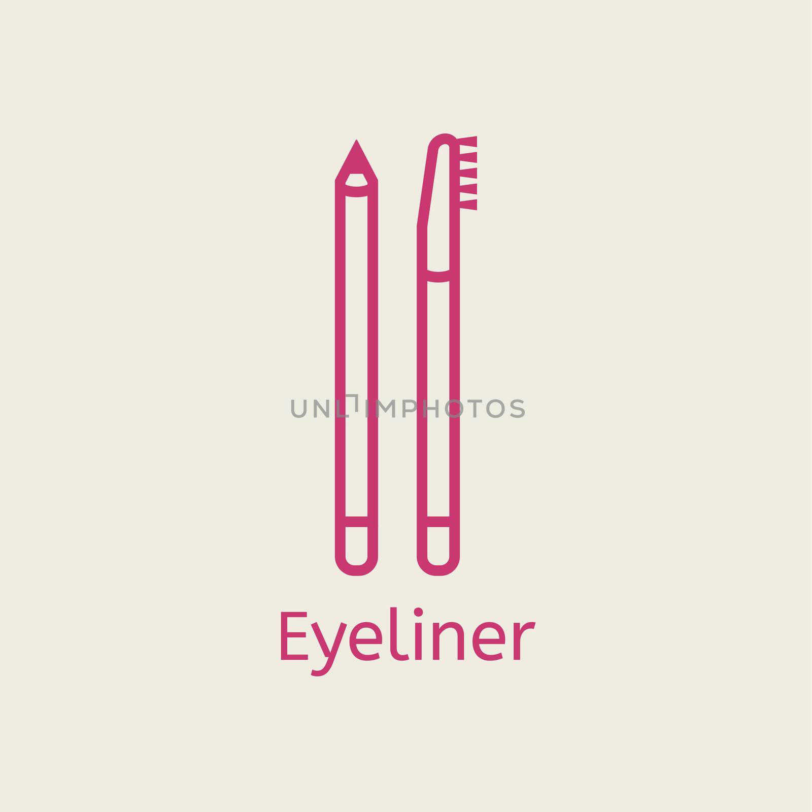  cosmetic eyeliner pensil thin line icon. by Elena_Garder