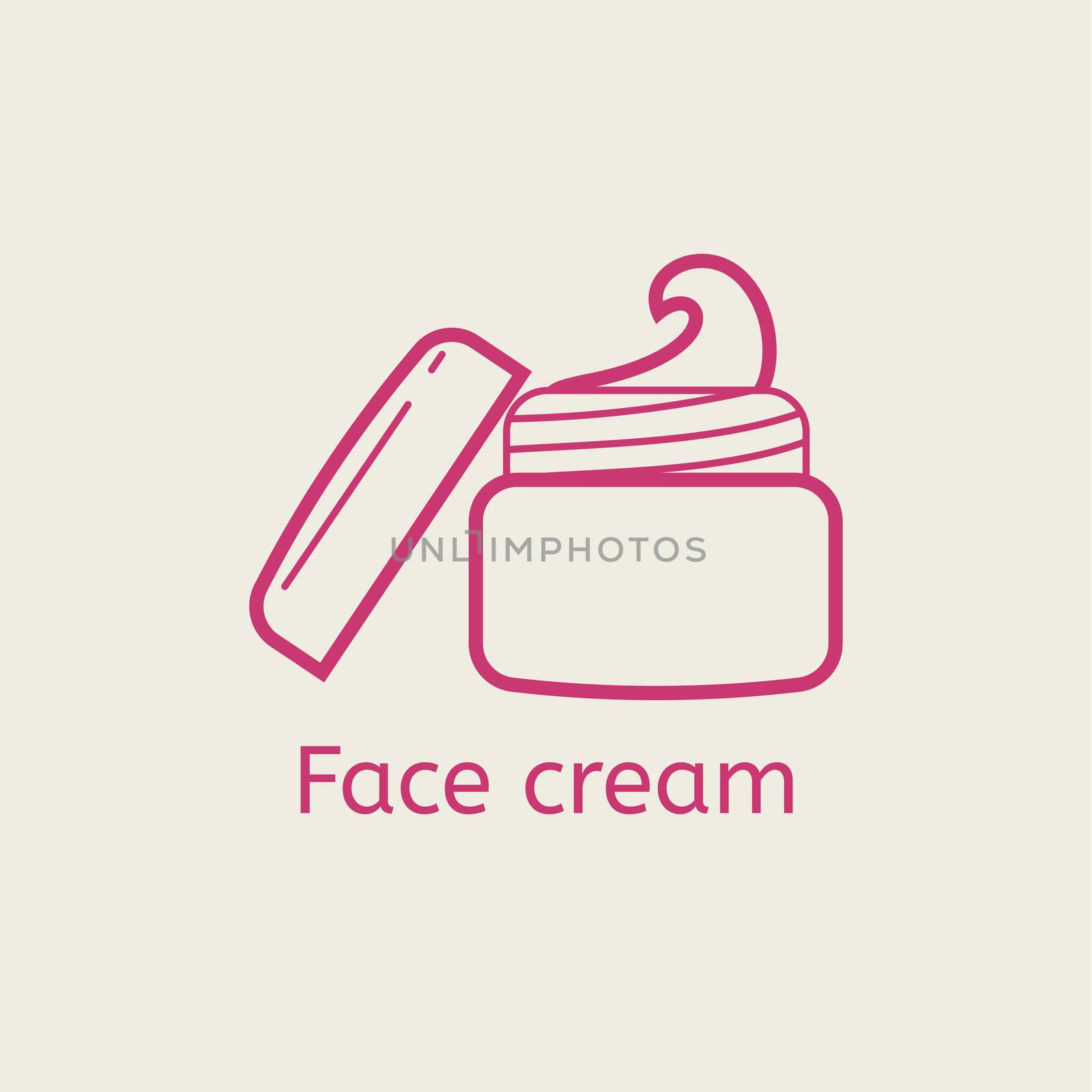Face cream line icon. thin linear signs for makeup and visage. Cosmetic for underlining the eyes.