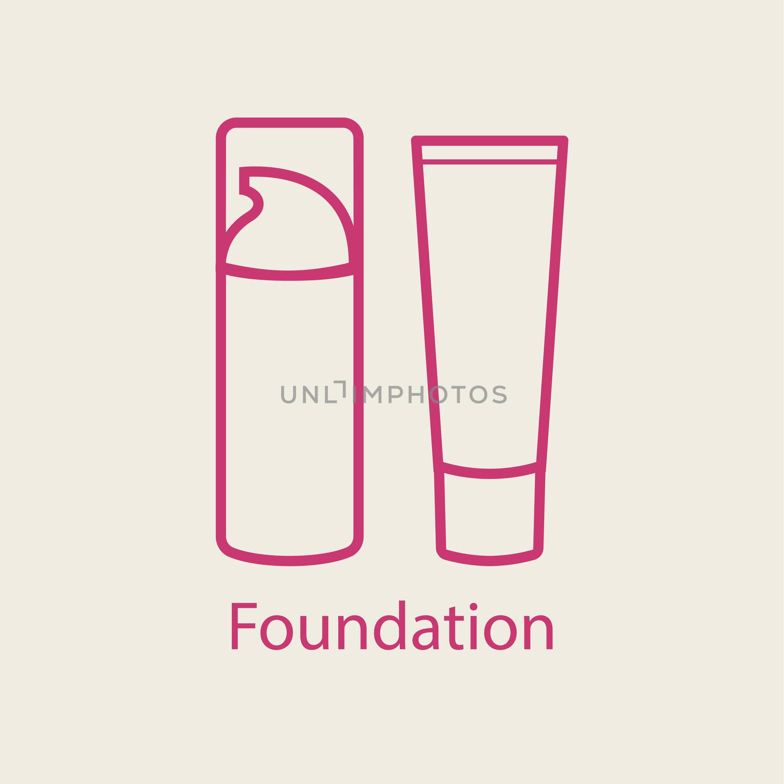 Foundation face cream line icon. Thin linear signs for makeup and visage. Cosmetic product of BB concealer cream bottle.
