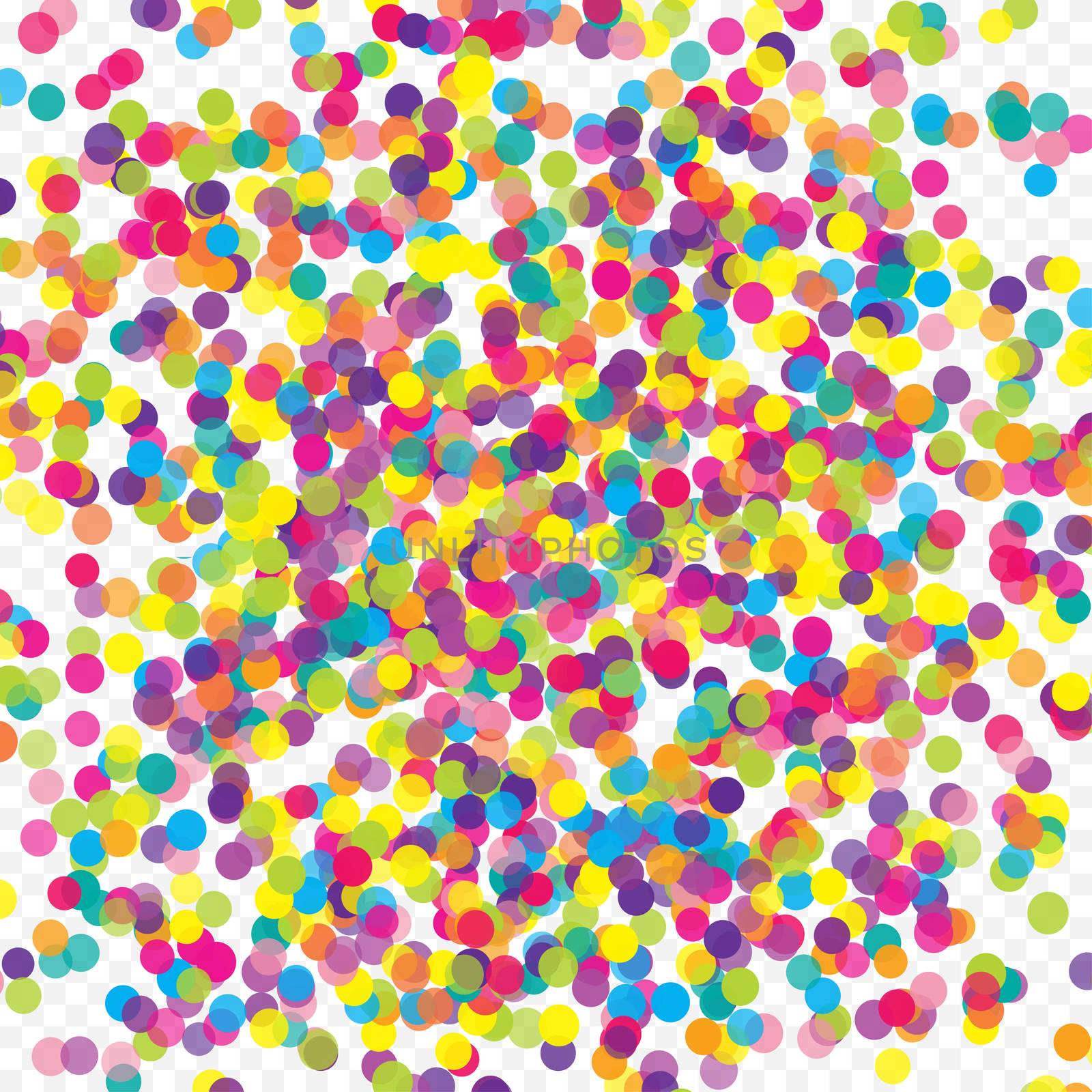 Multicolored paper confetti on transparent background. Realistic holiday decorations flying. Background for holiday cards, greetings. Colorful scattered elements decoration of the celebration.