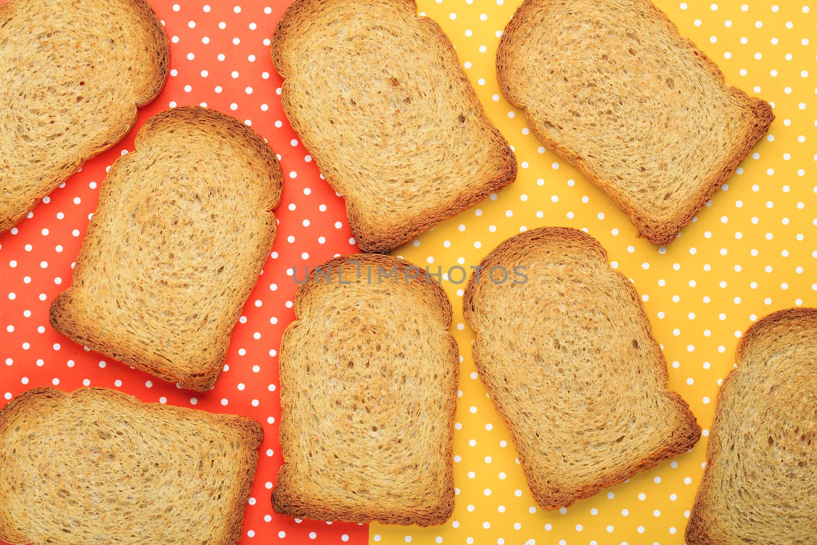 Bread  with colorful topped background