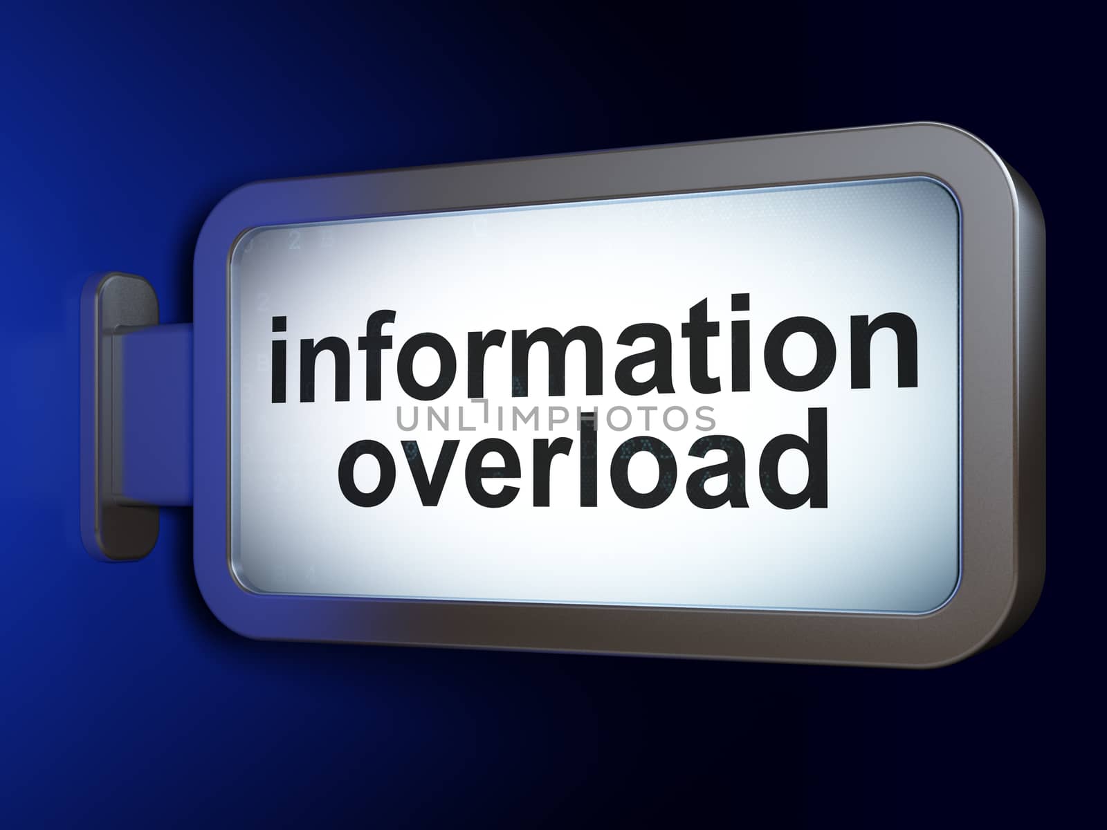 Data concept: Information Overload on advertising billboard background, 3D rendering