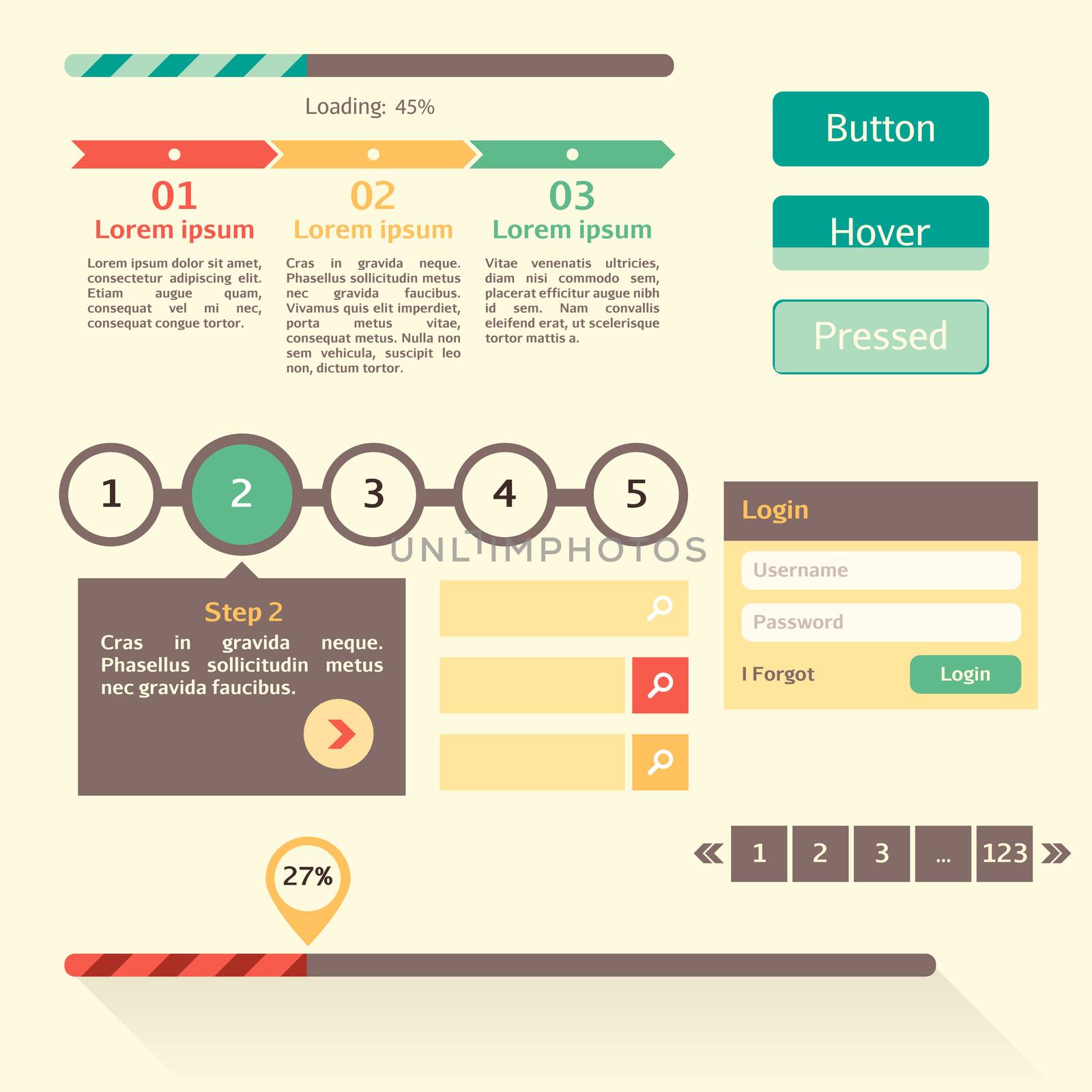  set of various elements used for User Interface projects by Elena_Garder