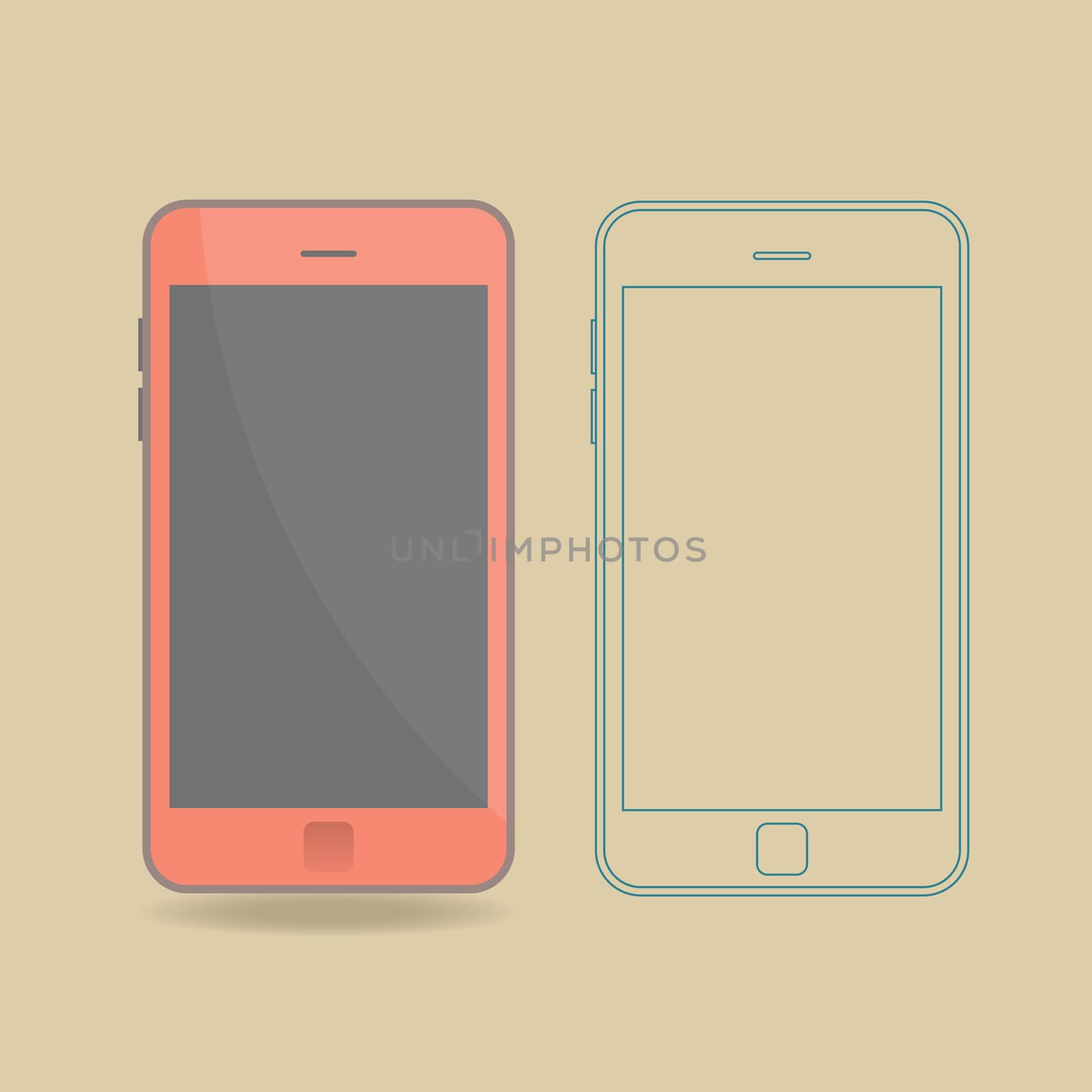 Smartphone abstract flat and outline design template