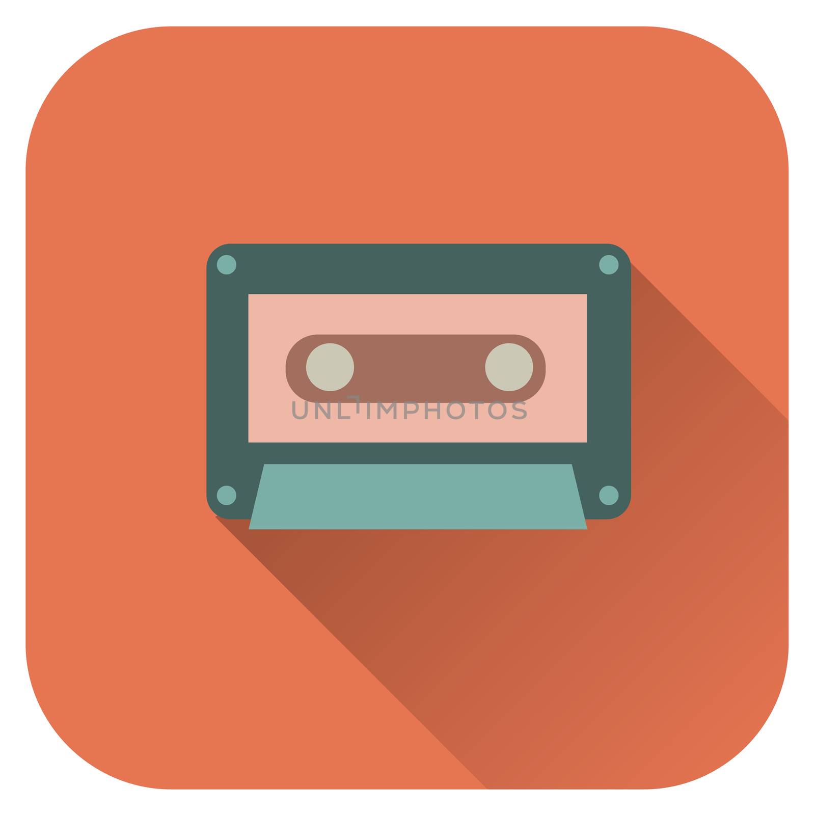  Illustration Of A Cassette in flat style. Icon for web with long shadow