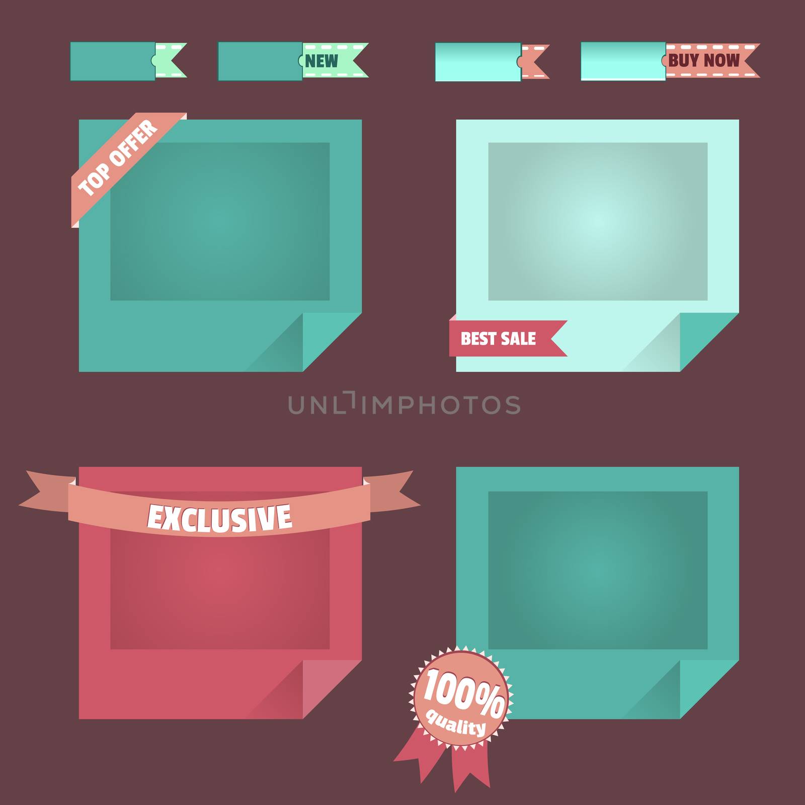  illustration set of frames, ribbons for website