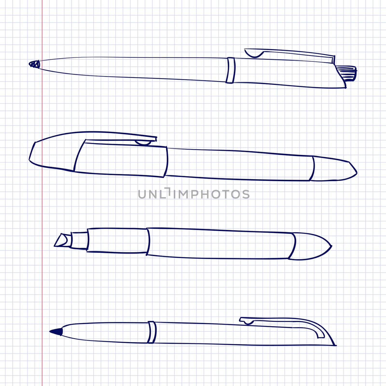 Pen Outline Icon Set. by Elena_Garder