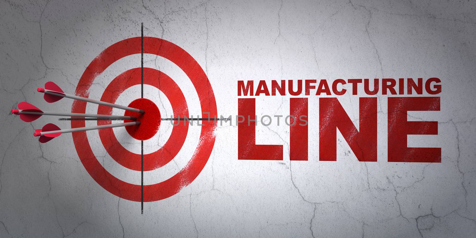 Industry concept: target and Manufacturing Line on wall background by maxkabakov