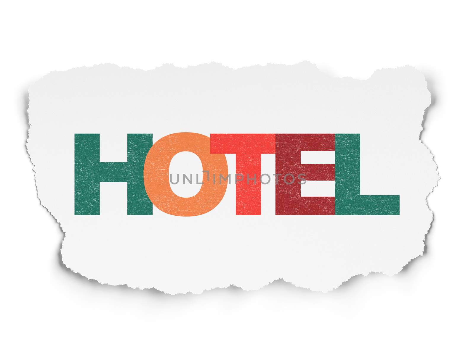 Travel concept: Hotel on Torn Paper background by maxkabakov