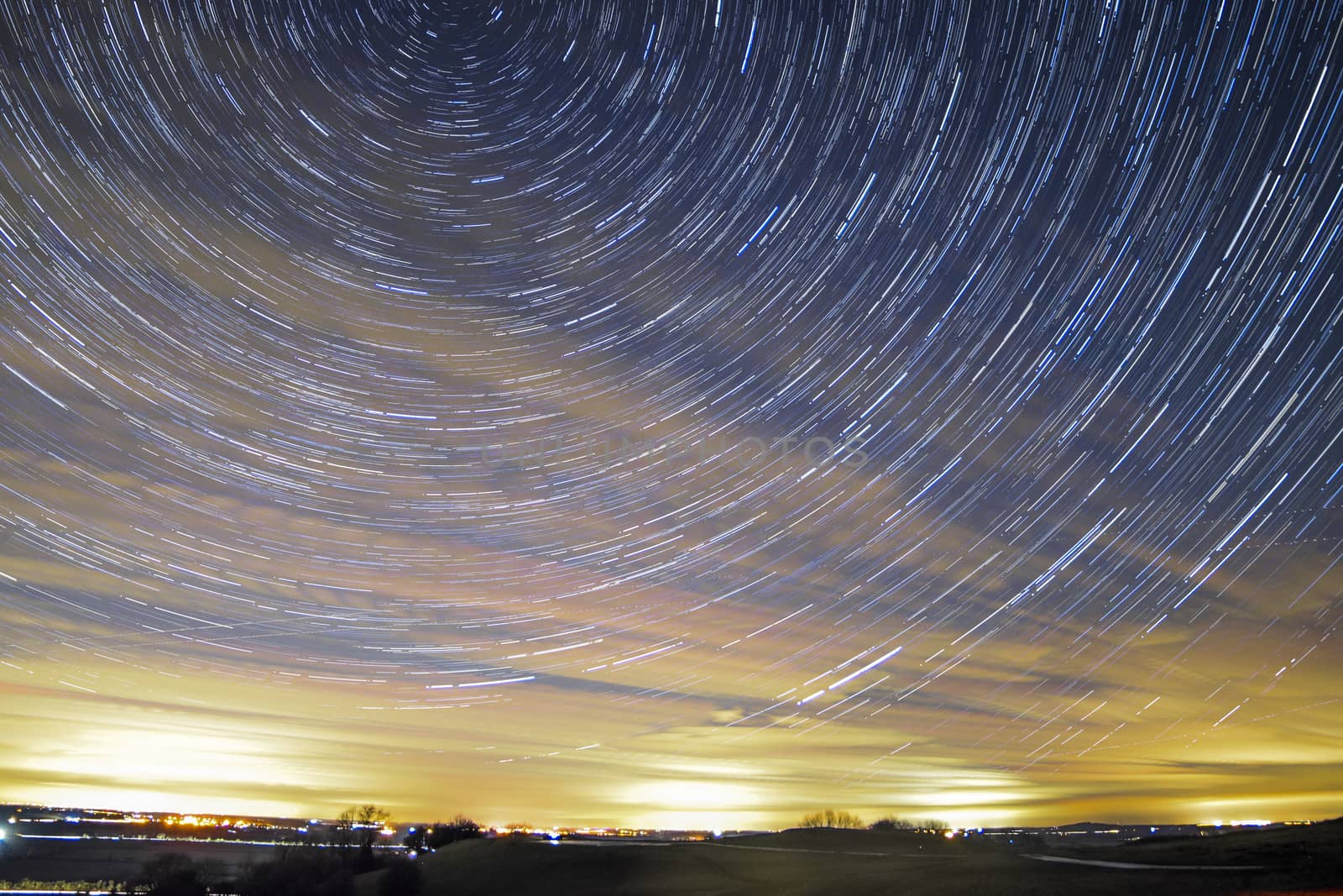 Star trails in Burton Dassett, Coventry, UK