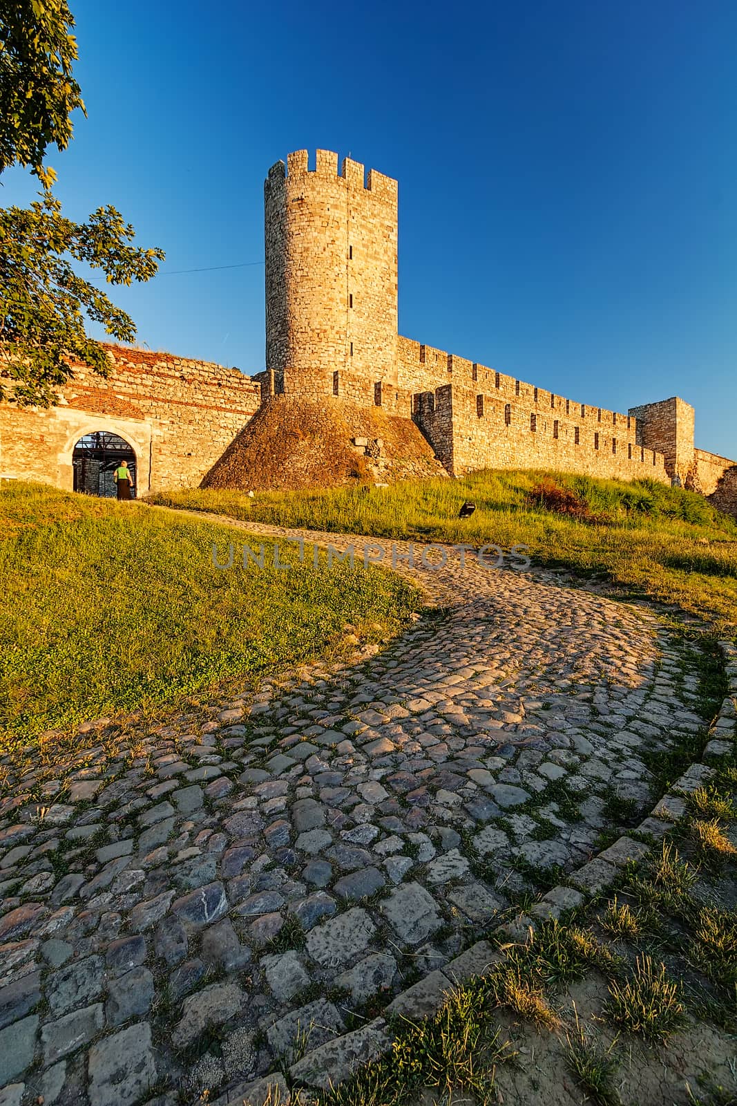 Belgrade fortress and Kalemegdan park with dramatic clouds 