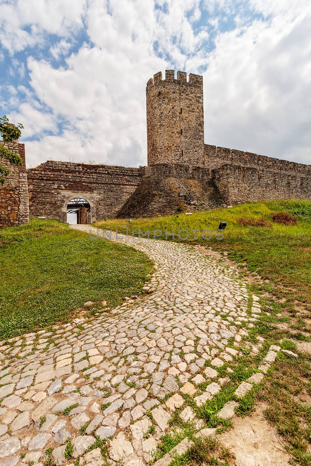 Belgrade fortress and Kalemegdan park with dramatic clouds 