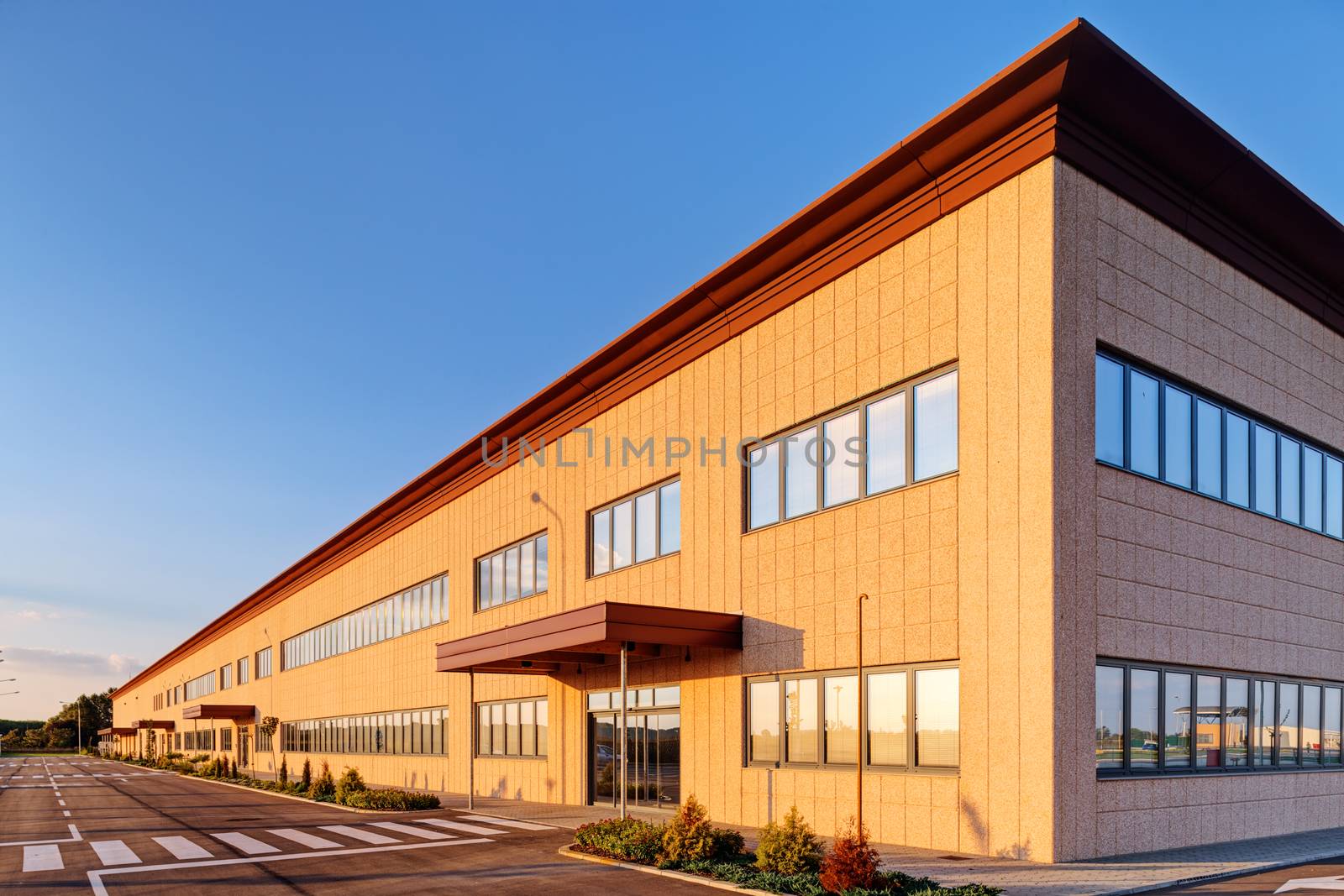 Exterior of industrial building on a sunny day