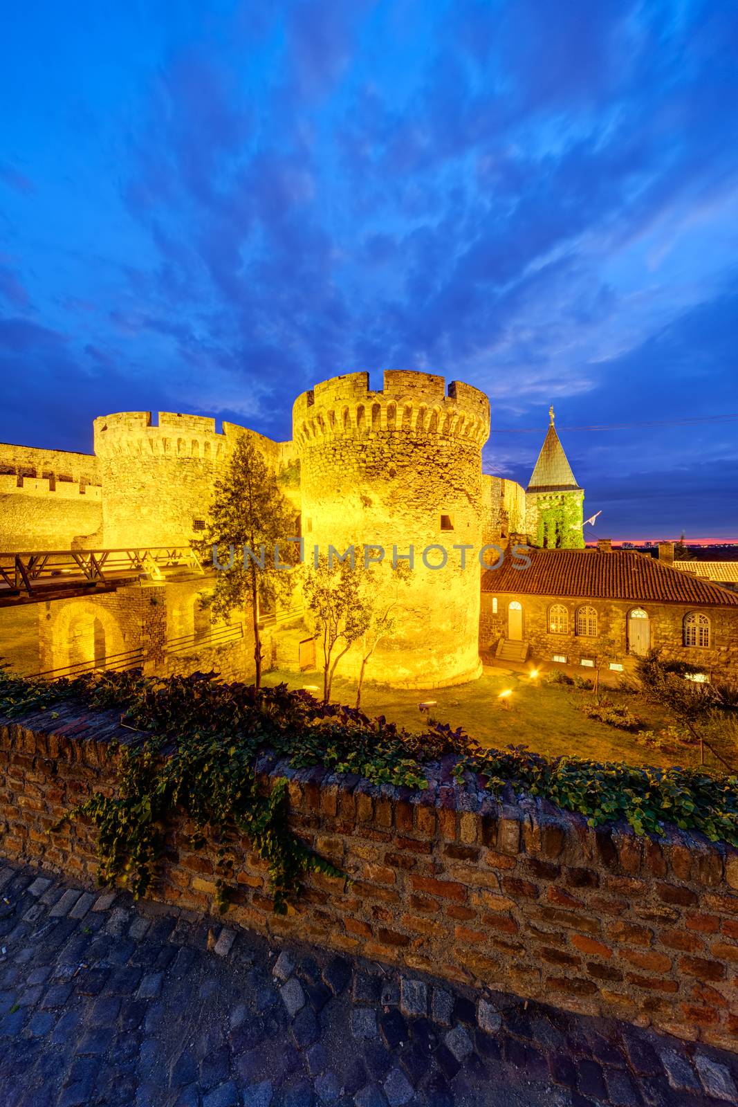 Belgrade fortress and Kalemegdan park at night