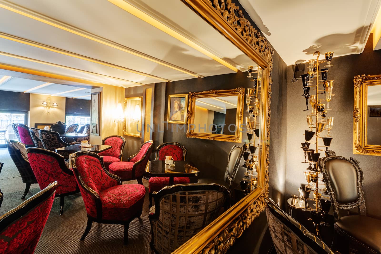 Interior of luxury vintage cafe