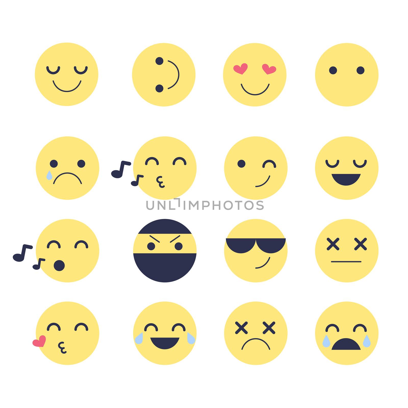 Set emoticons icons for applications and chat. Emoticons with different emotions isolated on white background. Large collection of smiles.