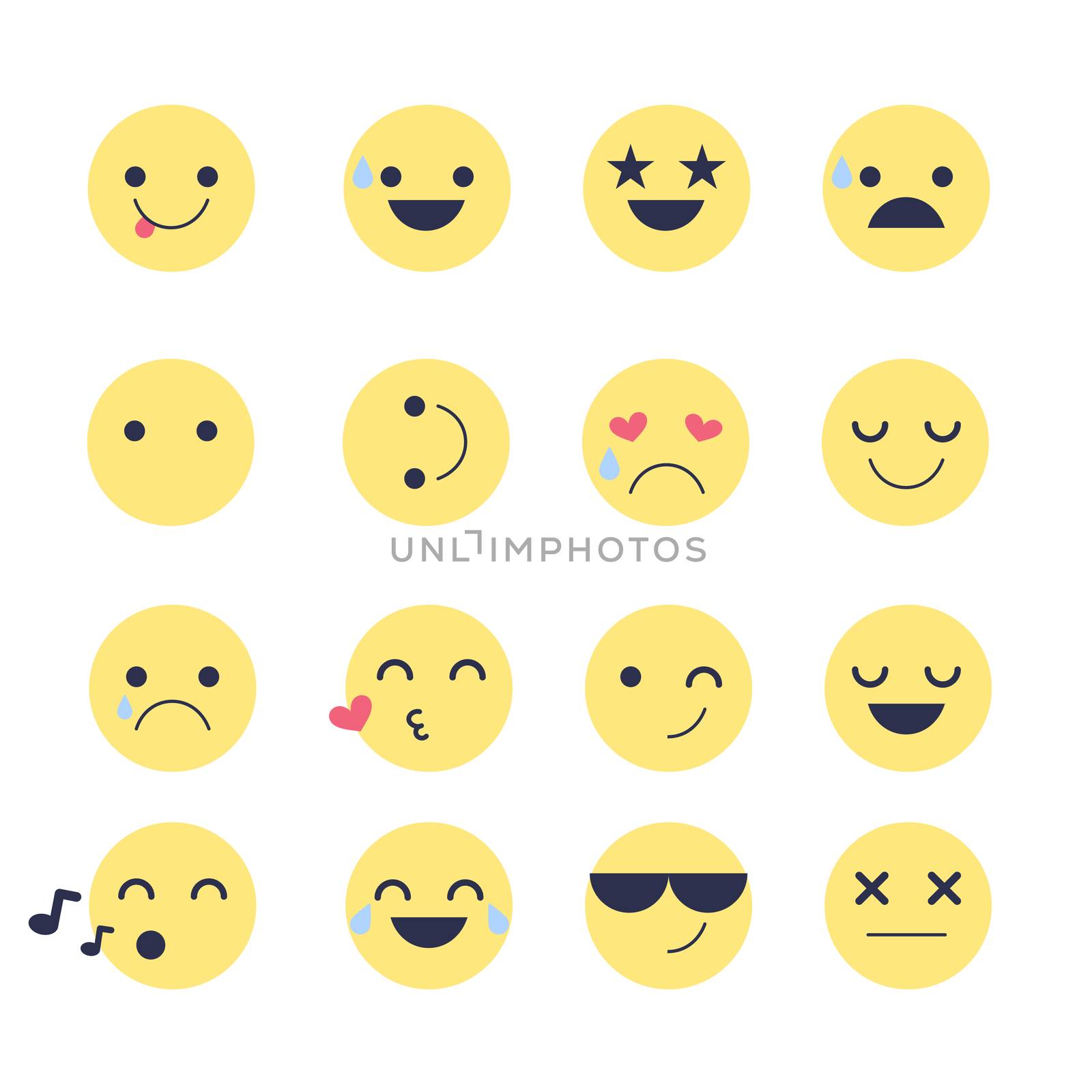 Set emoticons icons for applications and chat. Emoticons with different emotions isolated on white background. Large collection of smiles.