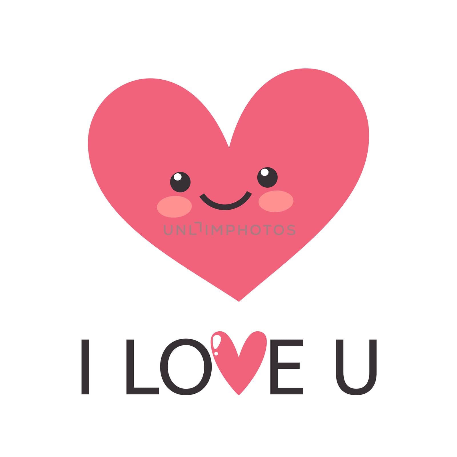Happy Valentines Day greating card. Inscription I love you and happy heart on a white background. Illustration for Happy valentines day and weeding design project.