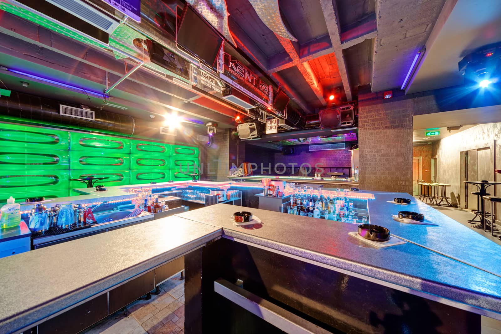 Interior of  night club with vivid colors