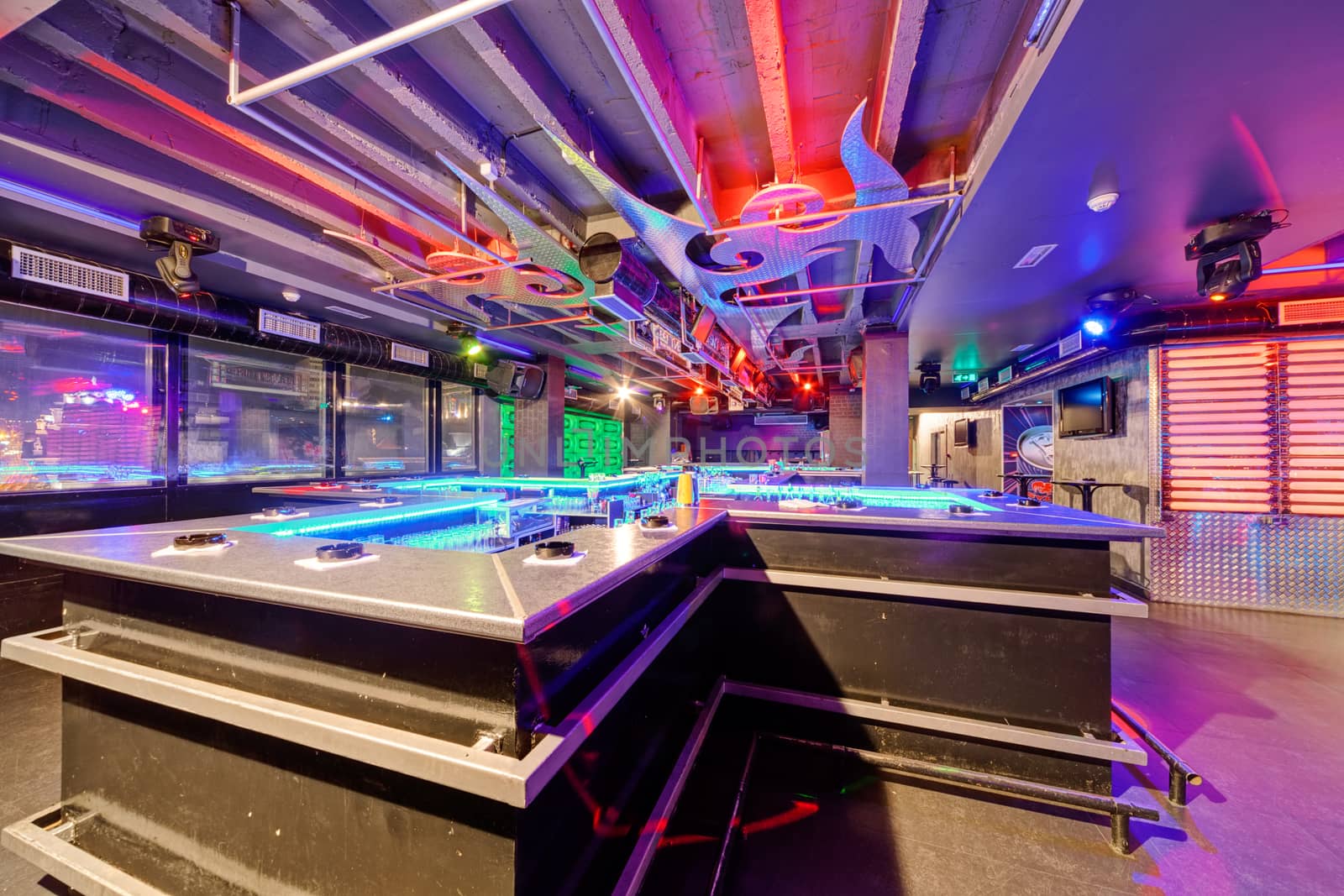 Interior of  night club with vivid colors