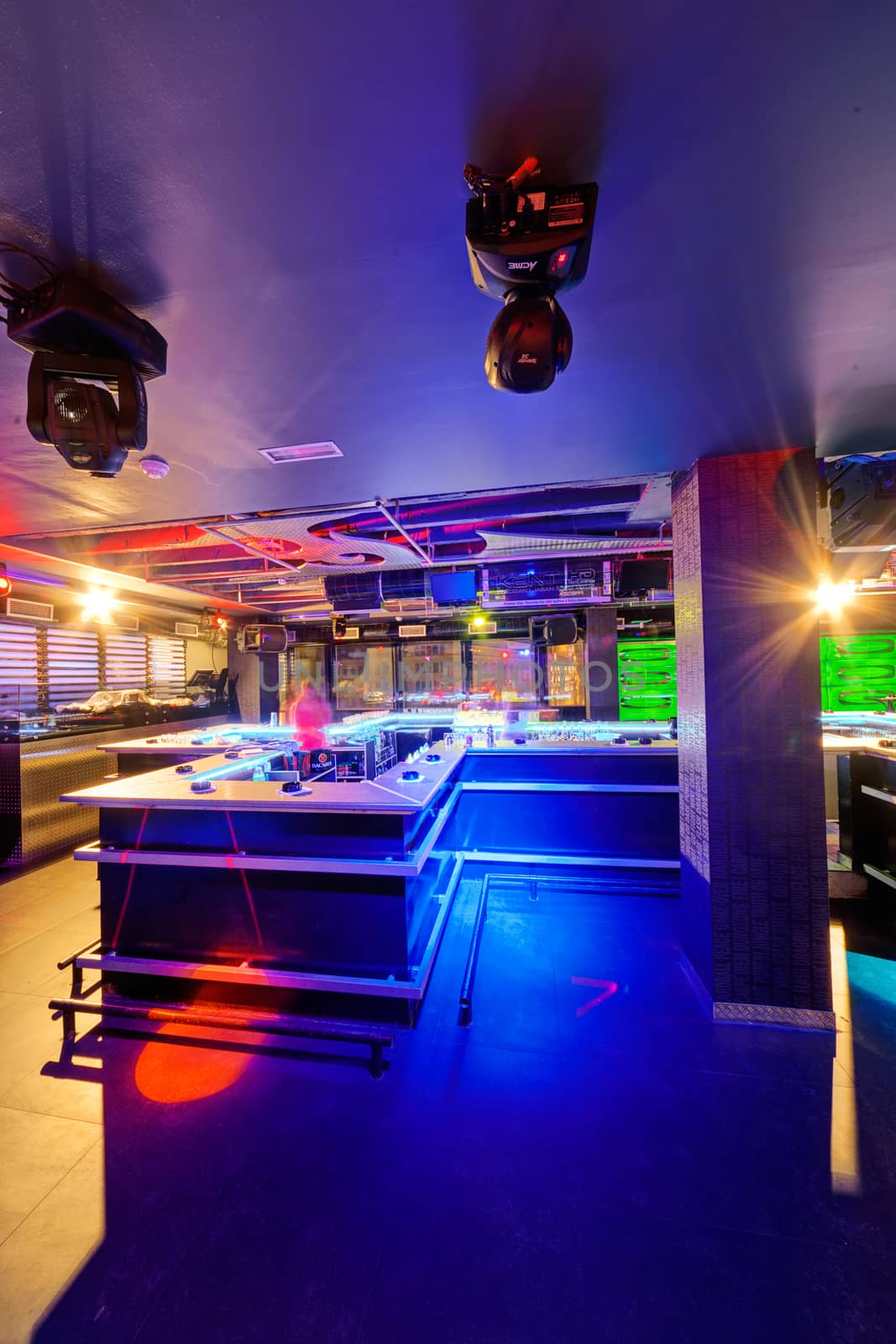 Interior of  night club with vivid colors