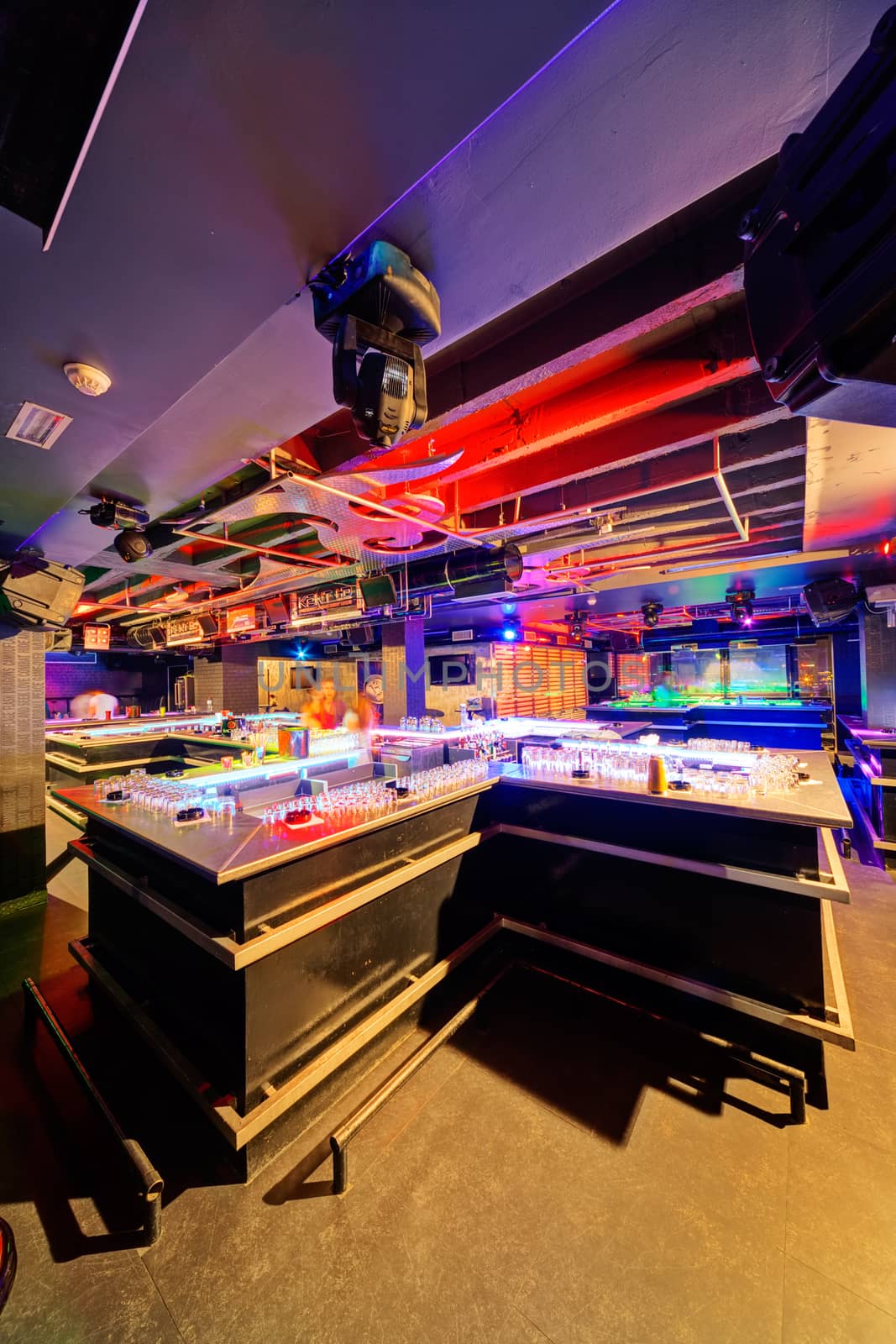 Interior of  night club with vivid colors