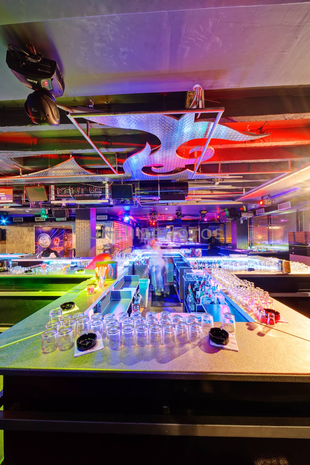 Interior of  night club with vivid colors