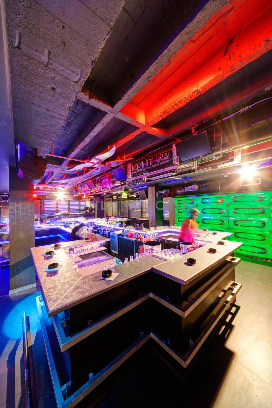 Interior of  night club with vivid colors