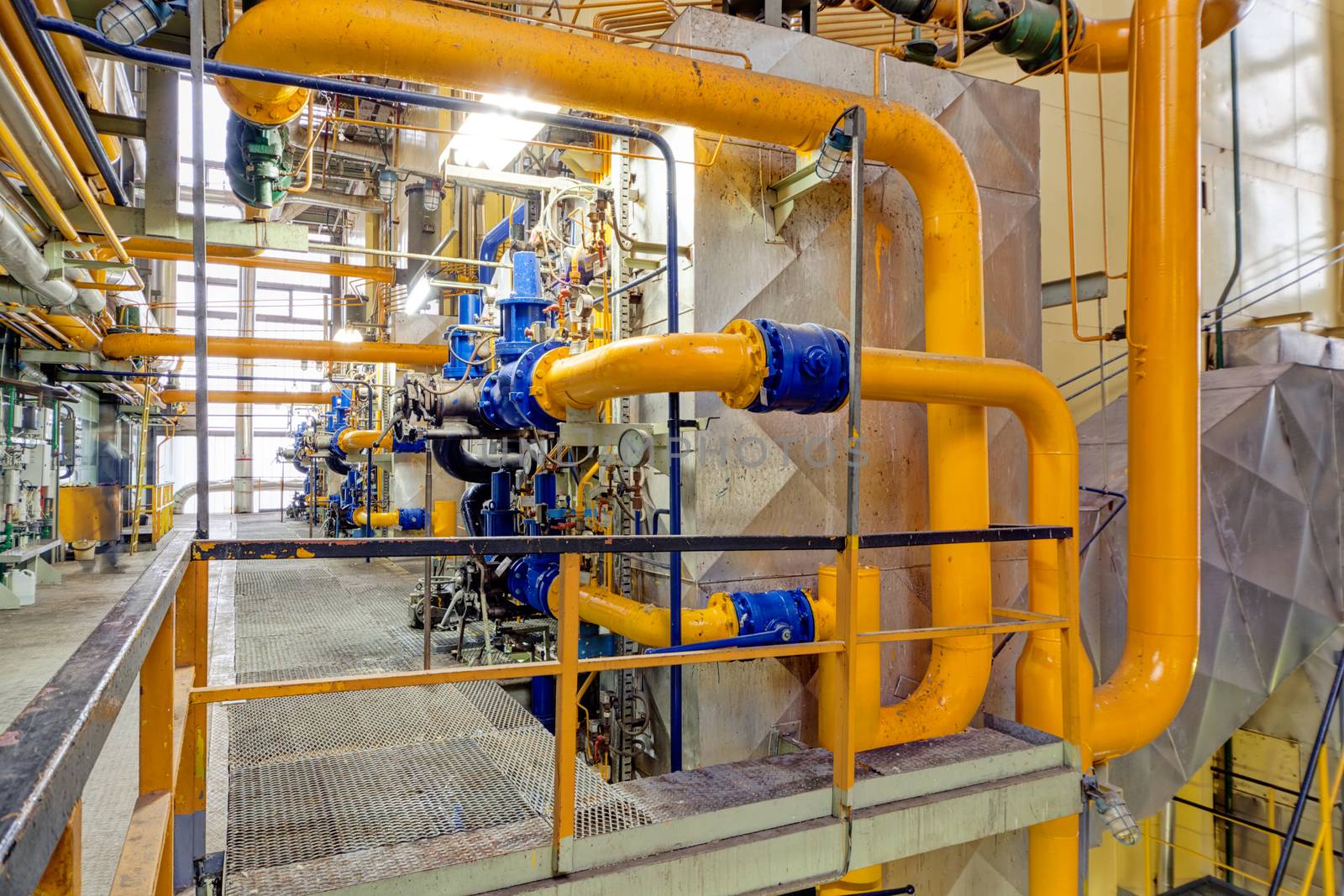 Chemical industry plant with pipes and valves
