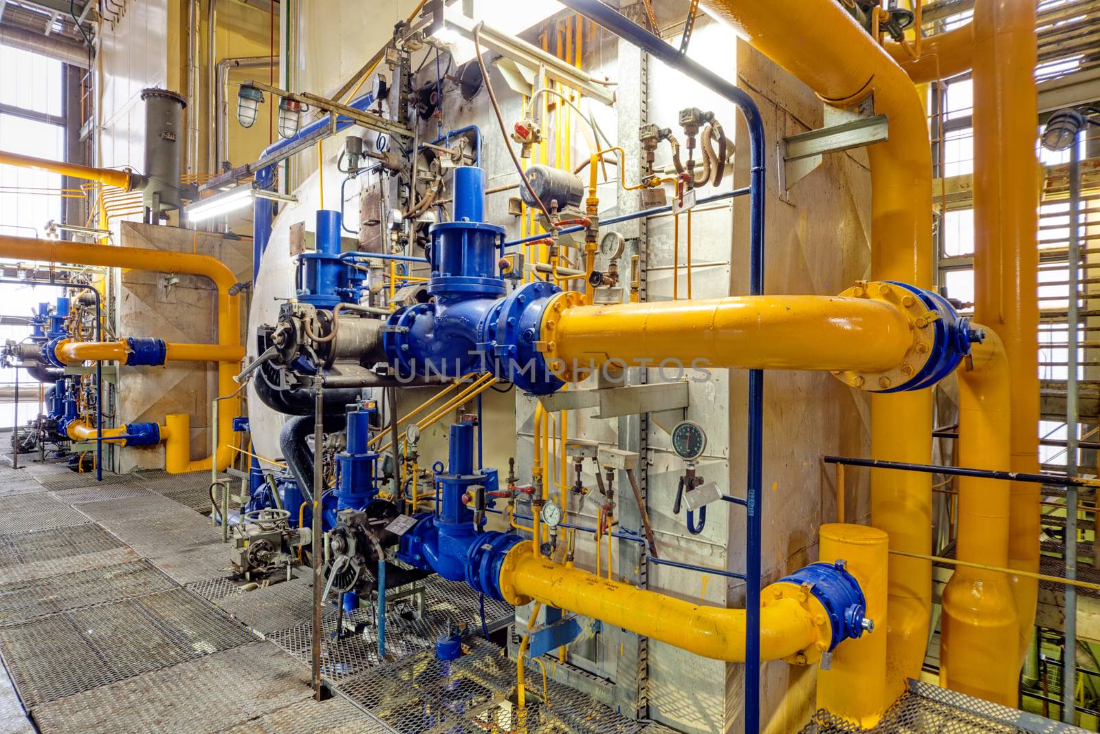 Chemical industry plant with pipes and valves
