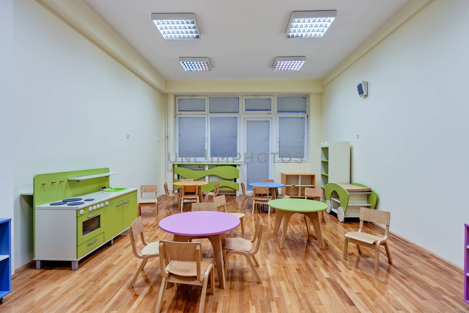 A preschool with little furniture for small children between the ages of three and five