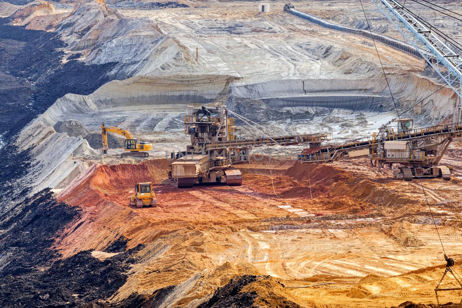 open mining pit with heavy machinery