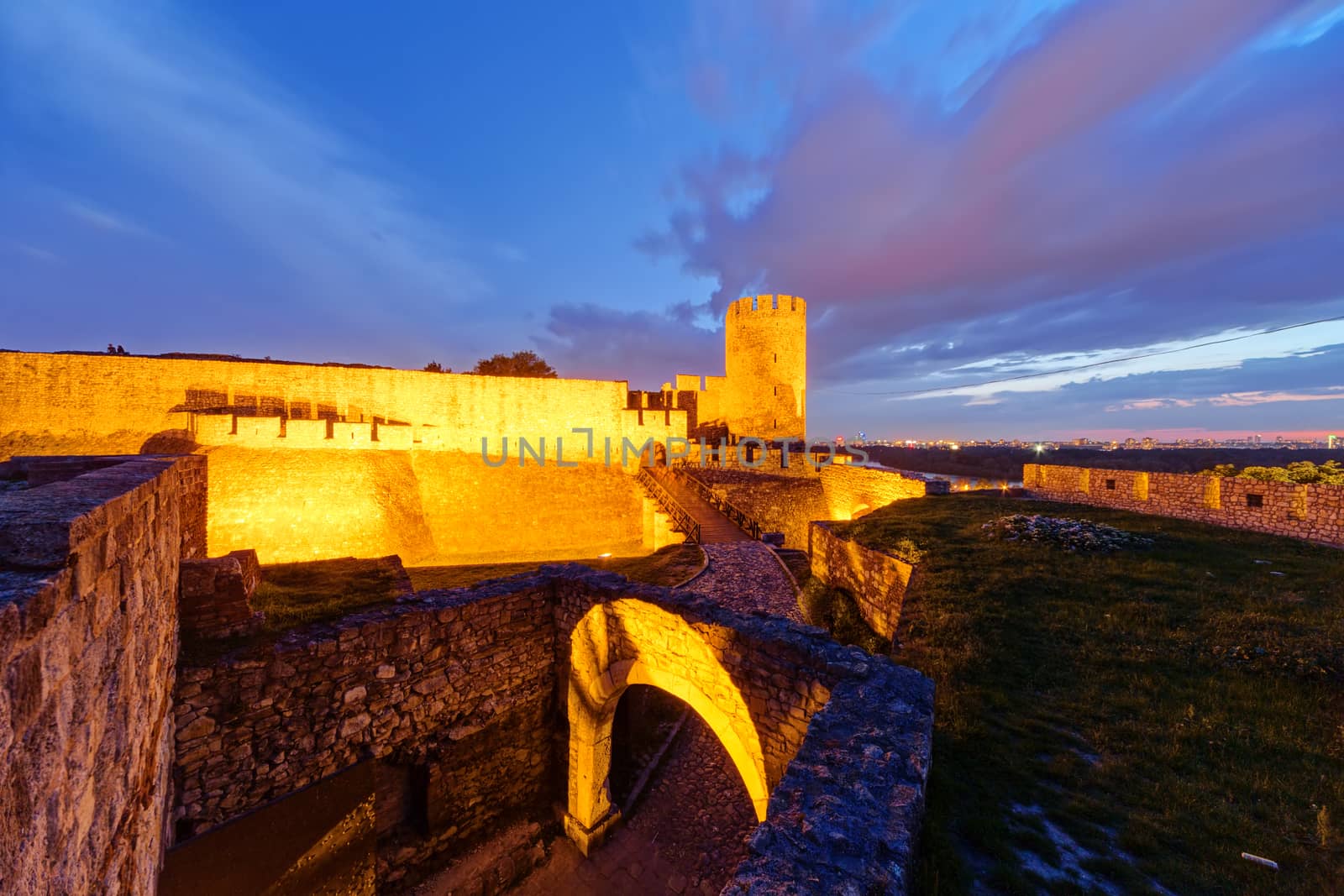 Belgrade fortress at night, Belgrade Serbia