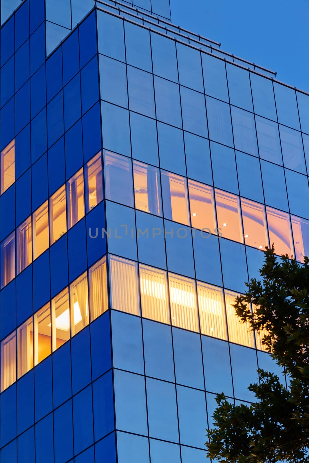 Detail of modern building  glass facade with reflections