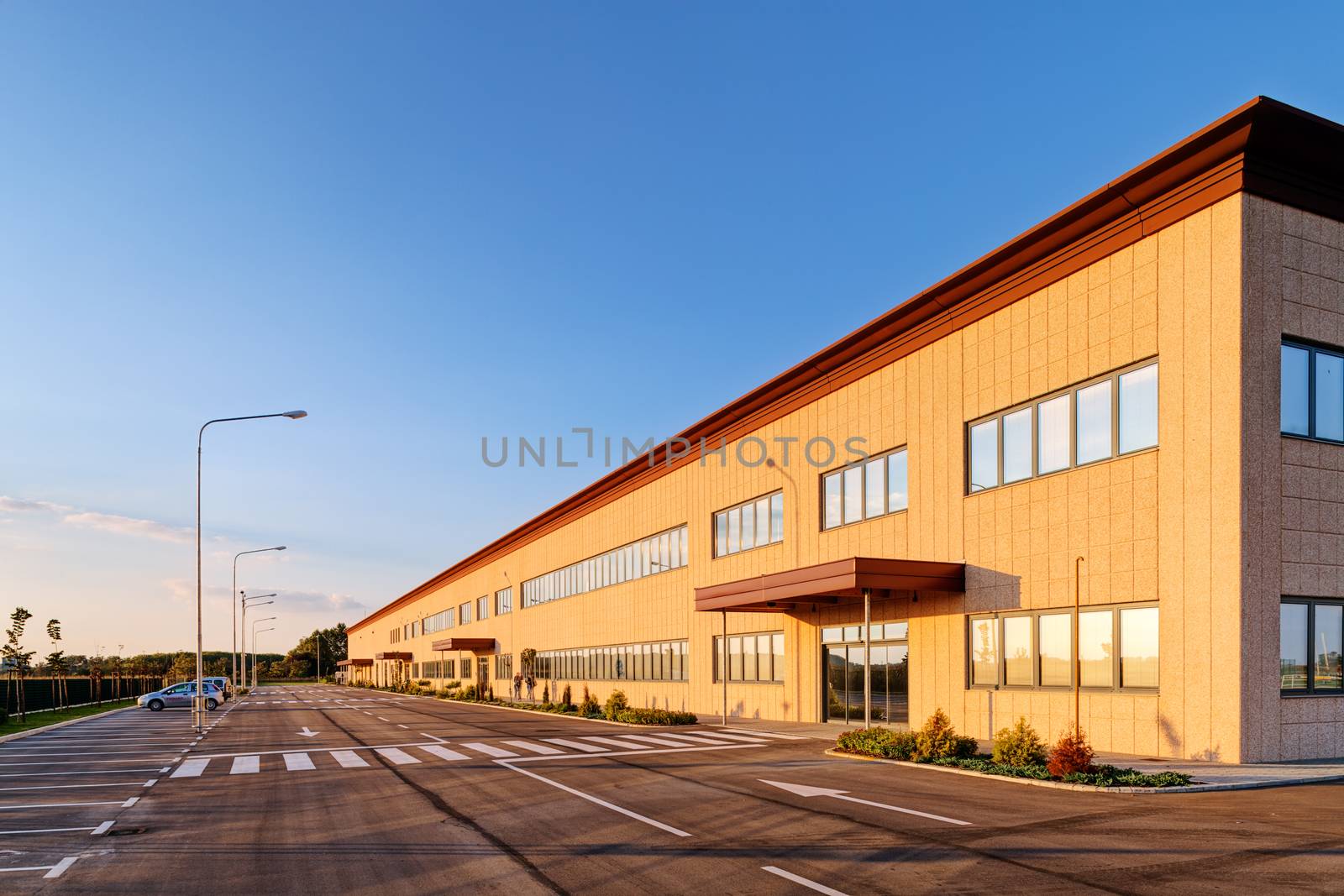 Exterior of industrial building on a sunny day