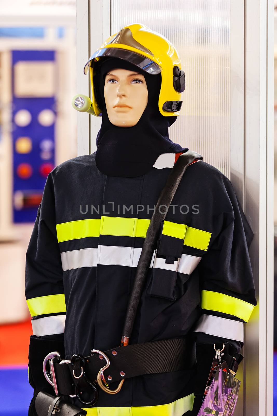 close up of new  fire fighting equipment on a doll