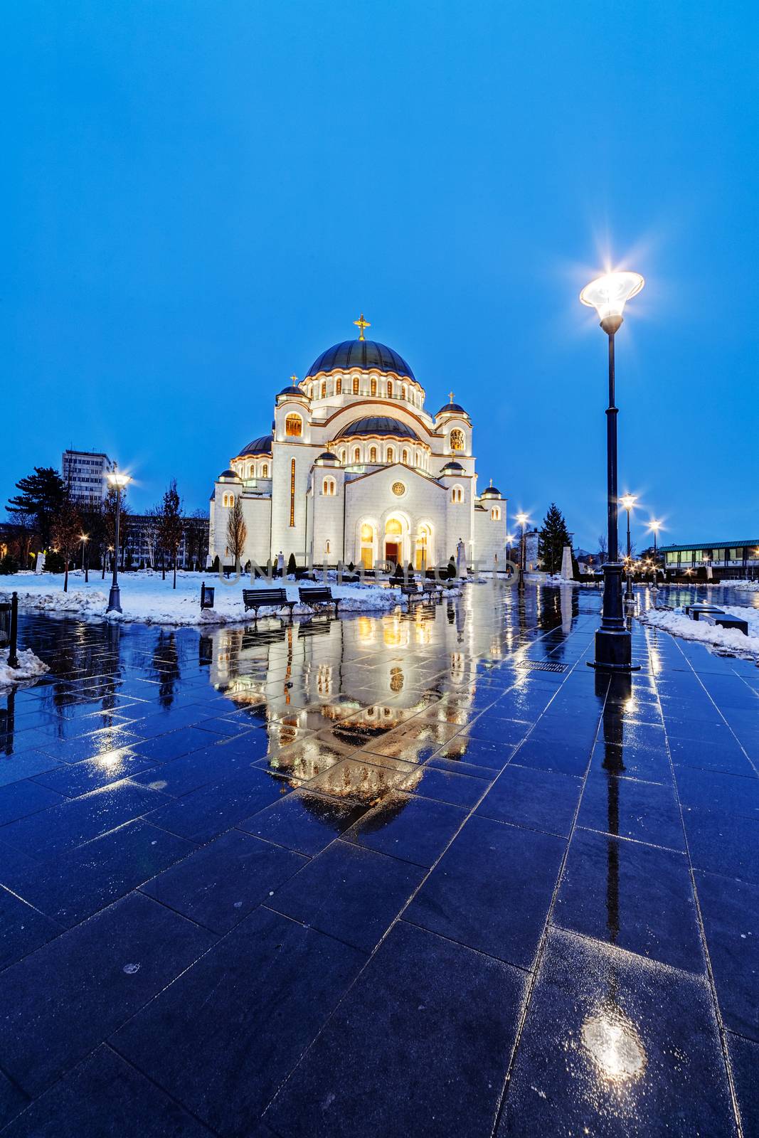 Saint Sava temple in winter, Belgrade Serbia