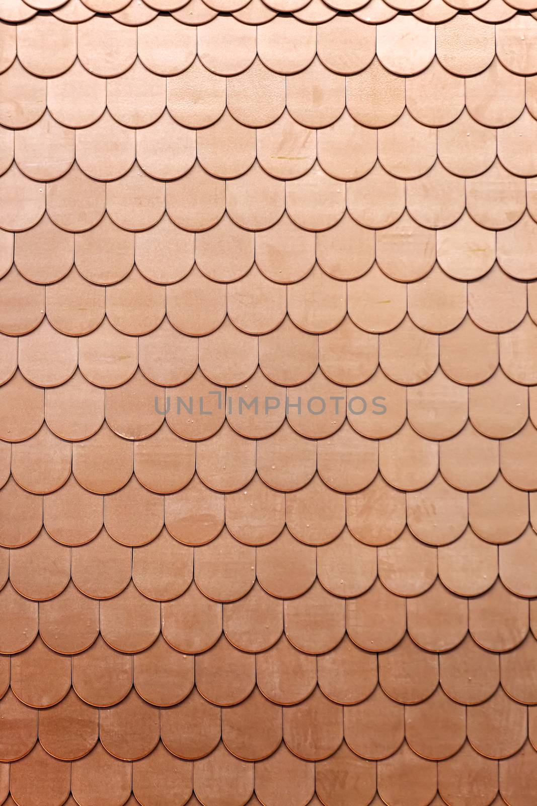 pattern detail of orange ceramic roof tiles