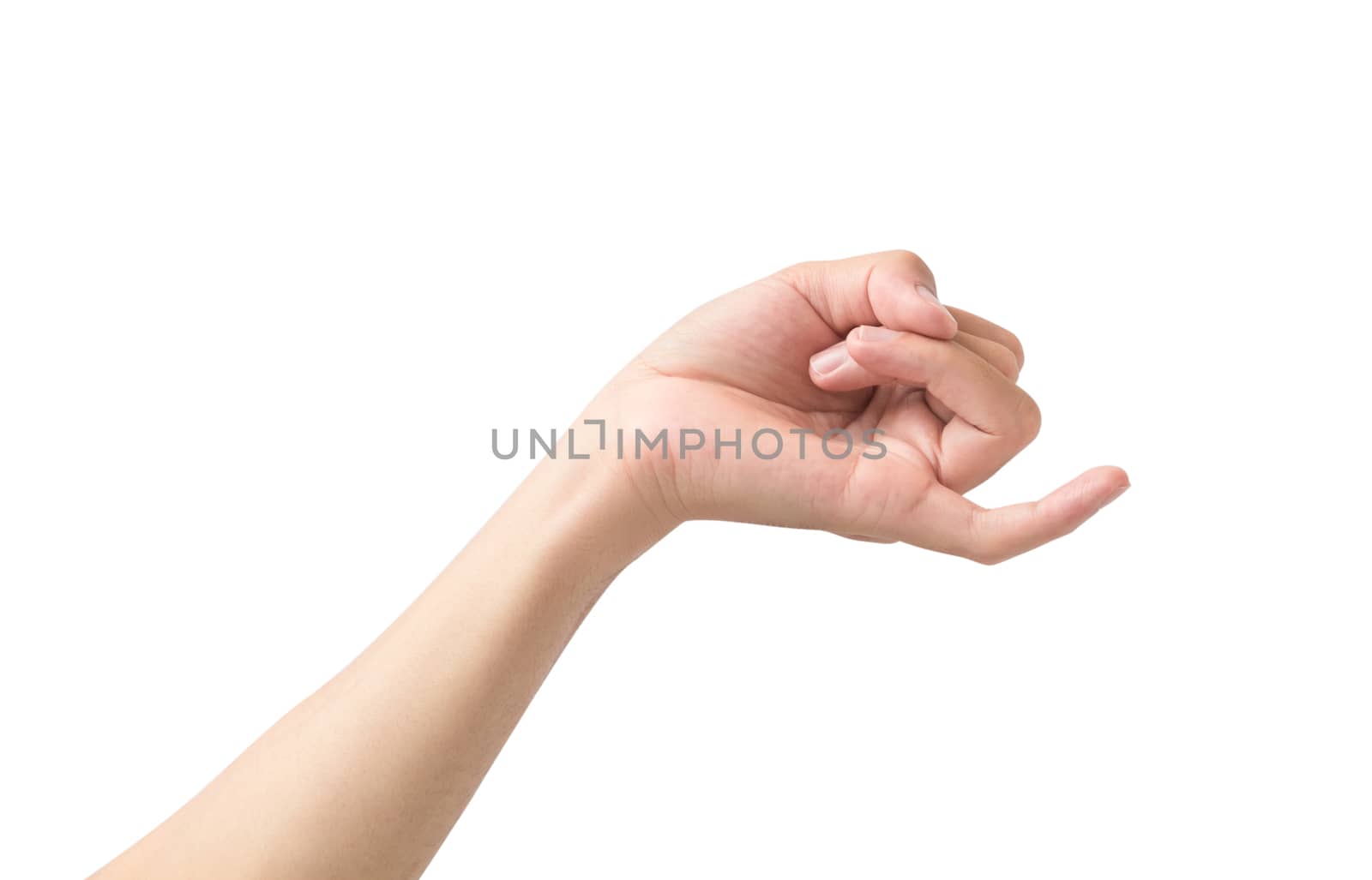 Hand making pinkie promise sign with little finger isolated white background