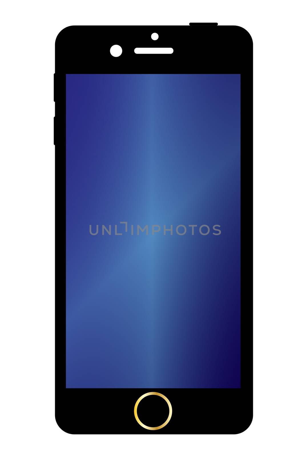 A generic mobile phone with a screen over a white background