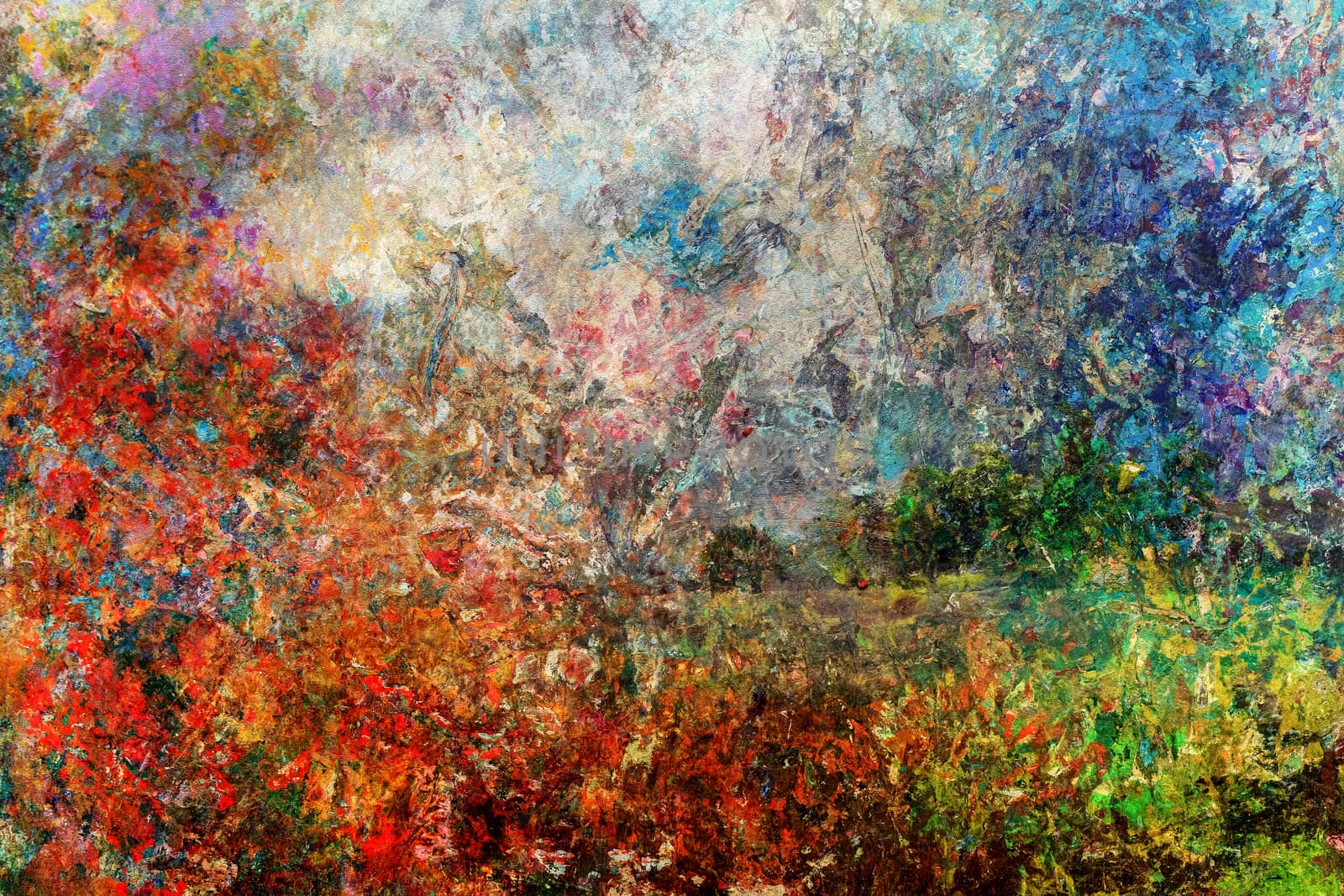 The artist's palette cleared of oil paints, creates the impression of an abstract picture.
