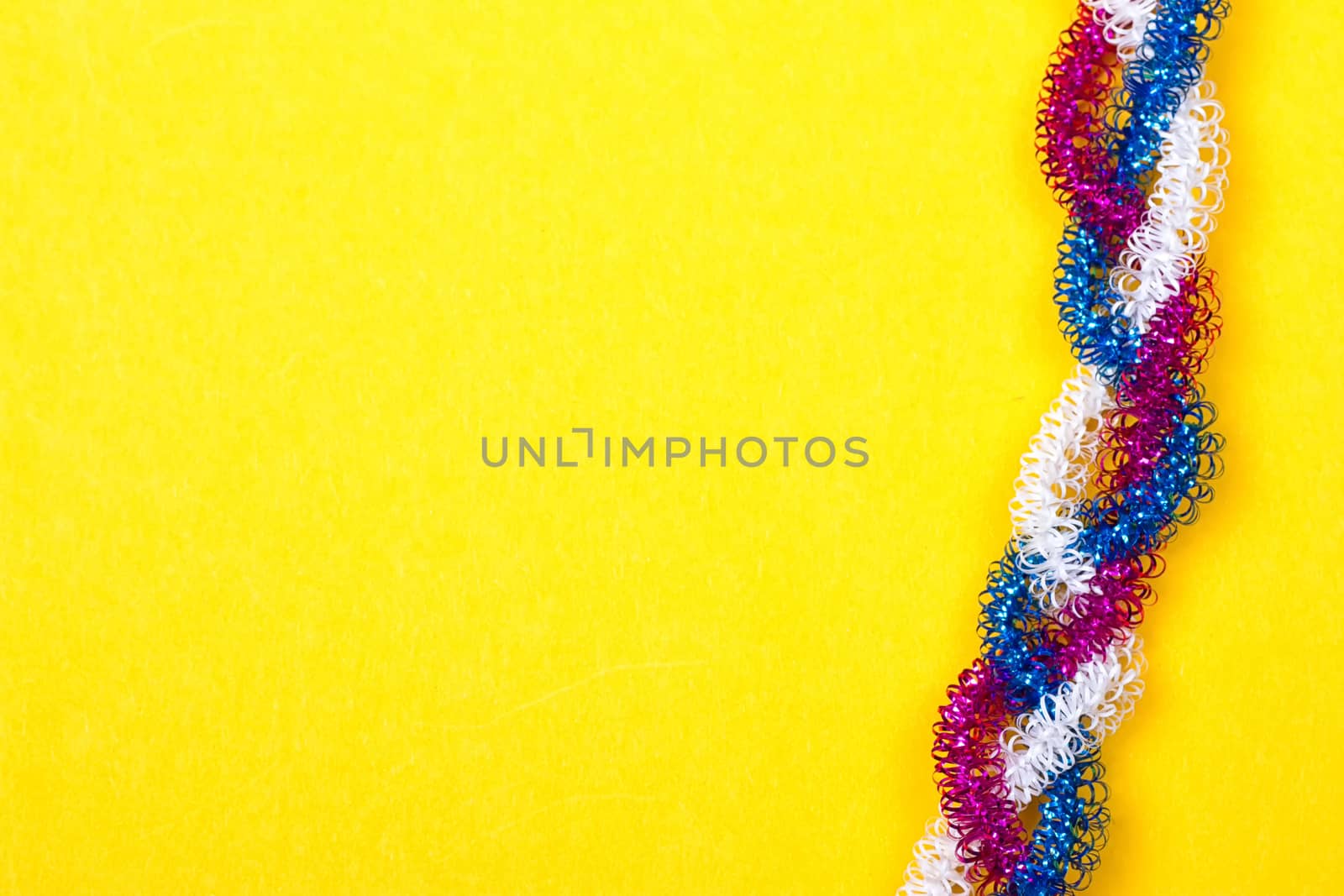 blue pink white rope on a yellow background